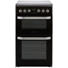 Hotpoint HD5V93CCB/UK_BK 50cm Double Electric Cooker with Ceramic Hob - Black