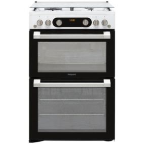 Hotpoint HD67G02CCW/UK_WH 60.6cm Double Gas Cooker with Gas Hob - White