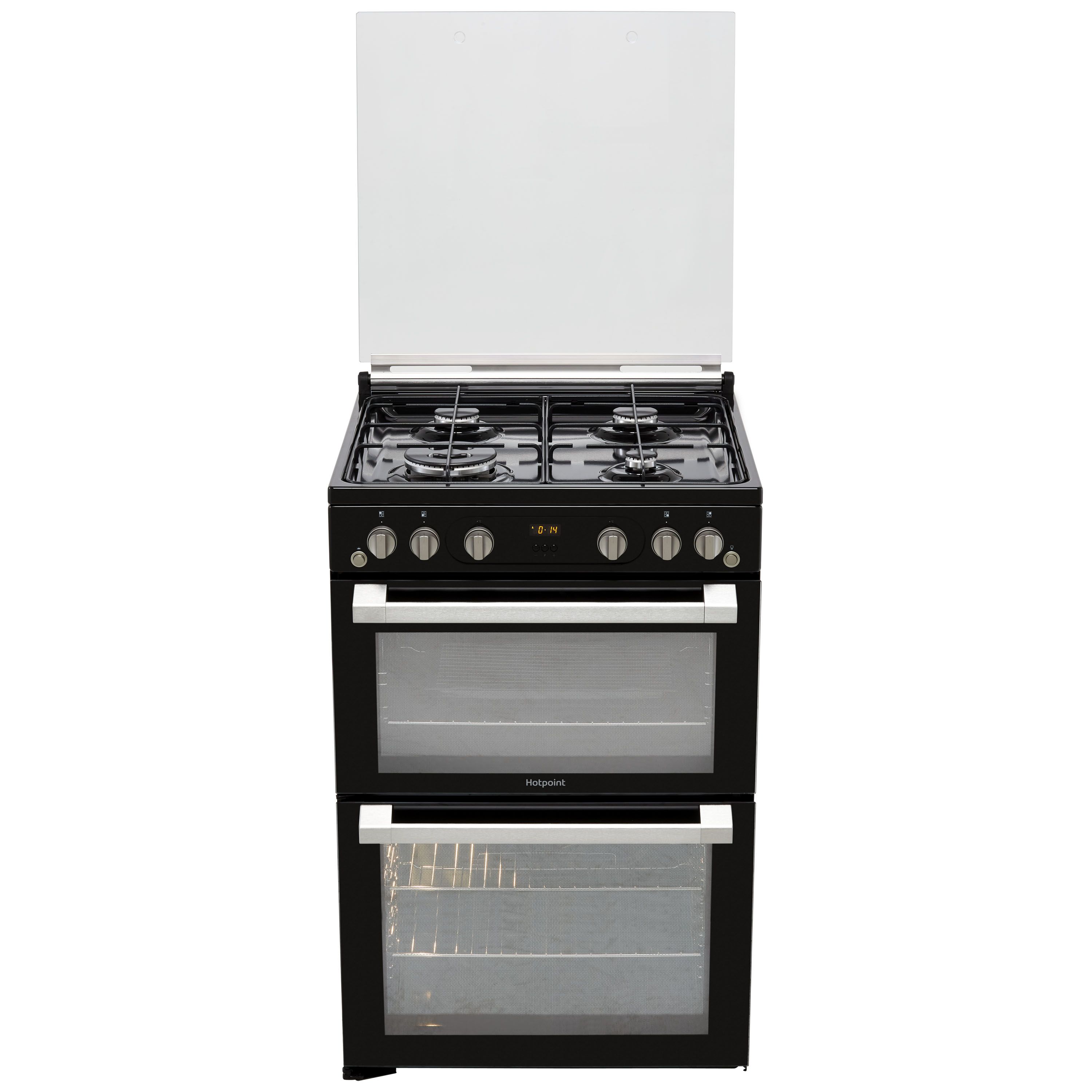 Hotpoint HDM67G0C2CB/UK 60cm Double Gas Cooker with Gas Hob - Black