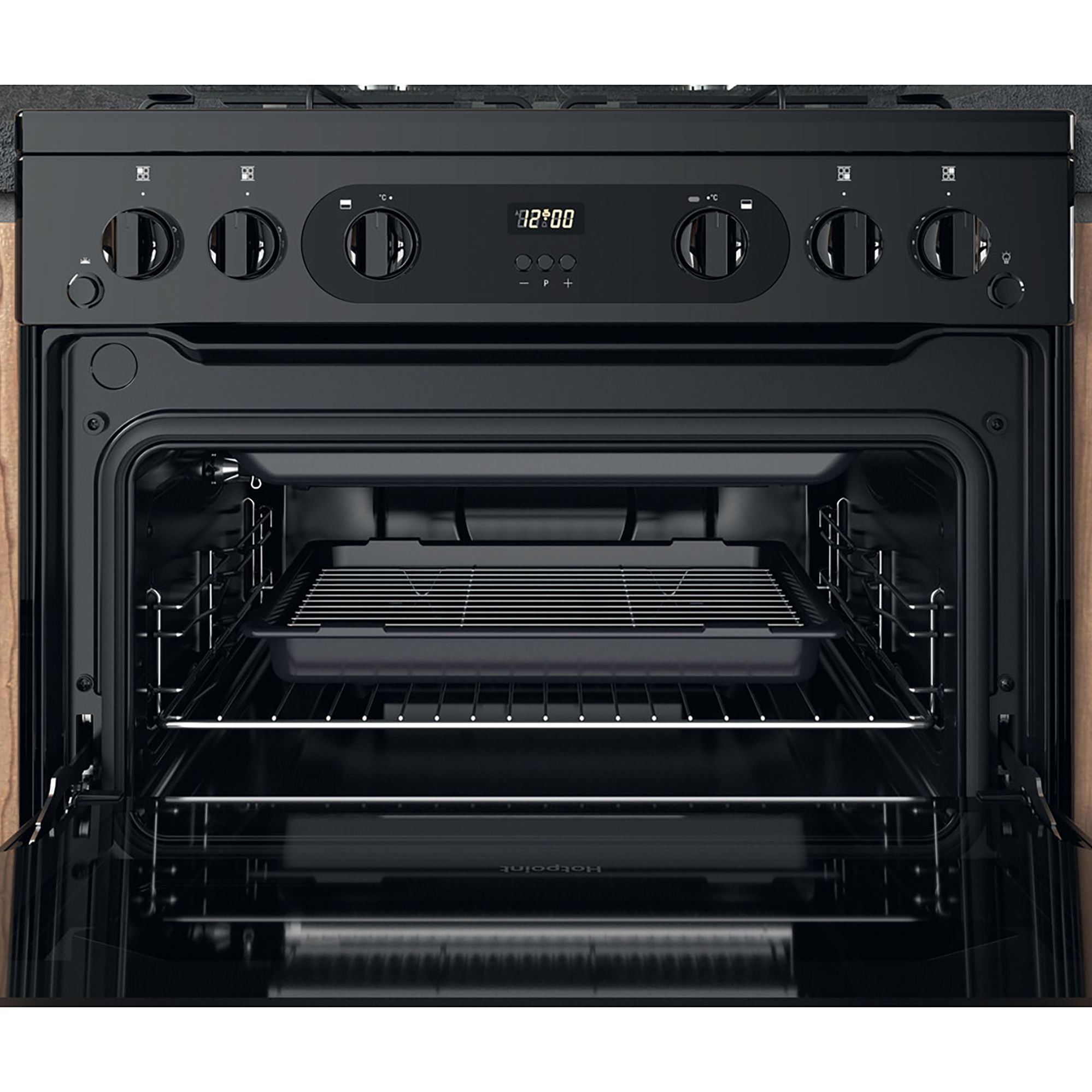 Hotpoint HDM67G0CCB/UK 60cm Double Gas Cooker with Gas Hob - Black