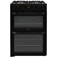 Hotpoint HDM67G0CCW/UK_WH 60cm Double Gas Cooker with Gas Hob - Black