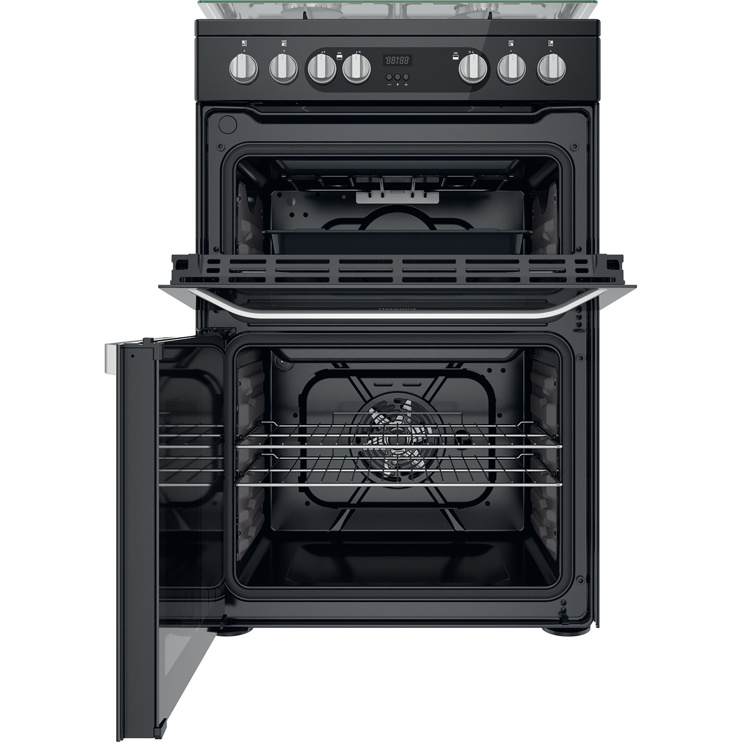 Hotpoint HDM67G9C2CB/UK_BK 60cm Double Electric & gas Cooker with Gas Hob - Black