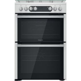 Hotpoint HDM67G9C2CX/U_SI 60cm Double Electric & gas Cooker with Gas Hob - Silver effect