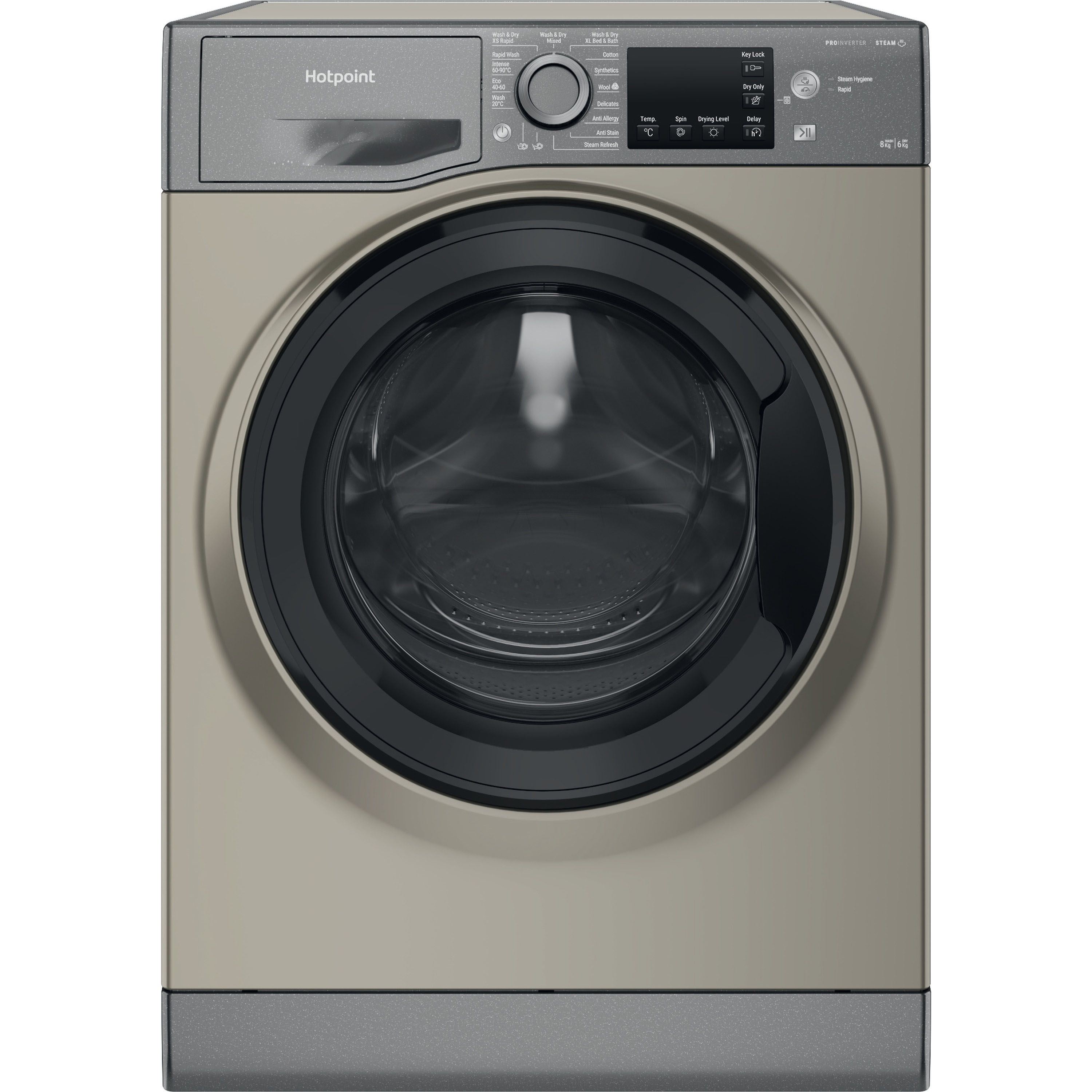 Hotpoint NDB8635GK_GH 8kg/6kg Freestanding Condenser Washer dryer - Graphite