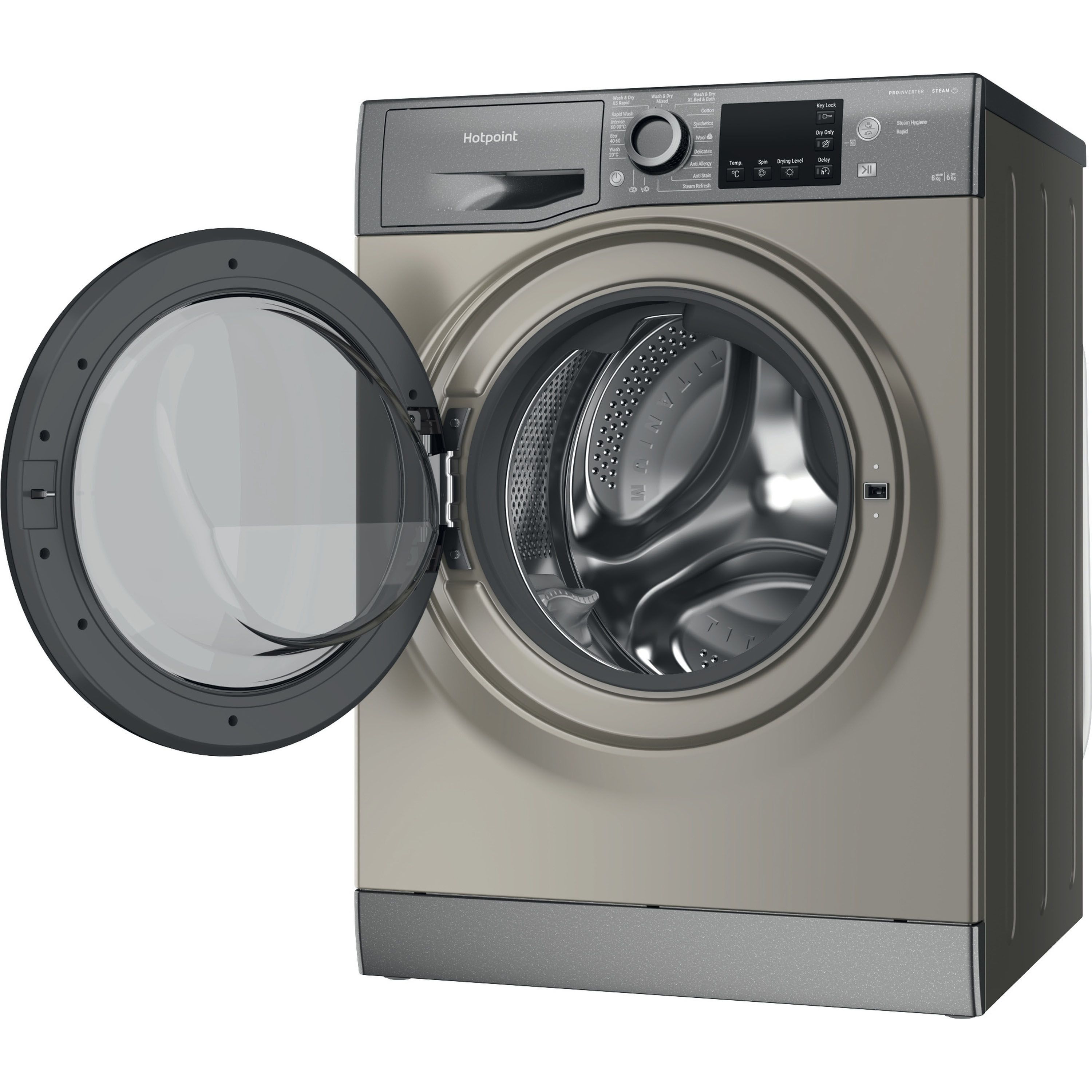 Hotpoint NDB8635GK_GH 8kg/6kg Freestanding Condenser Washer dryer - Graphite