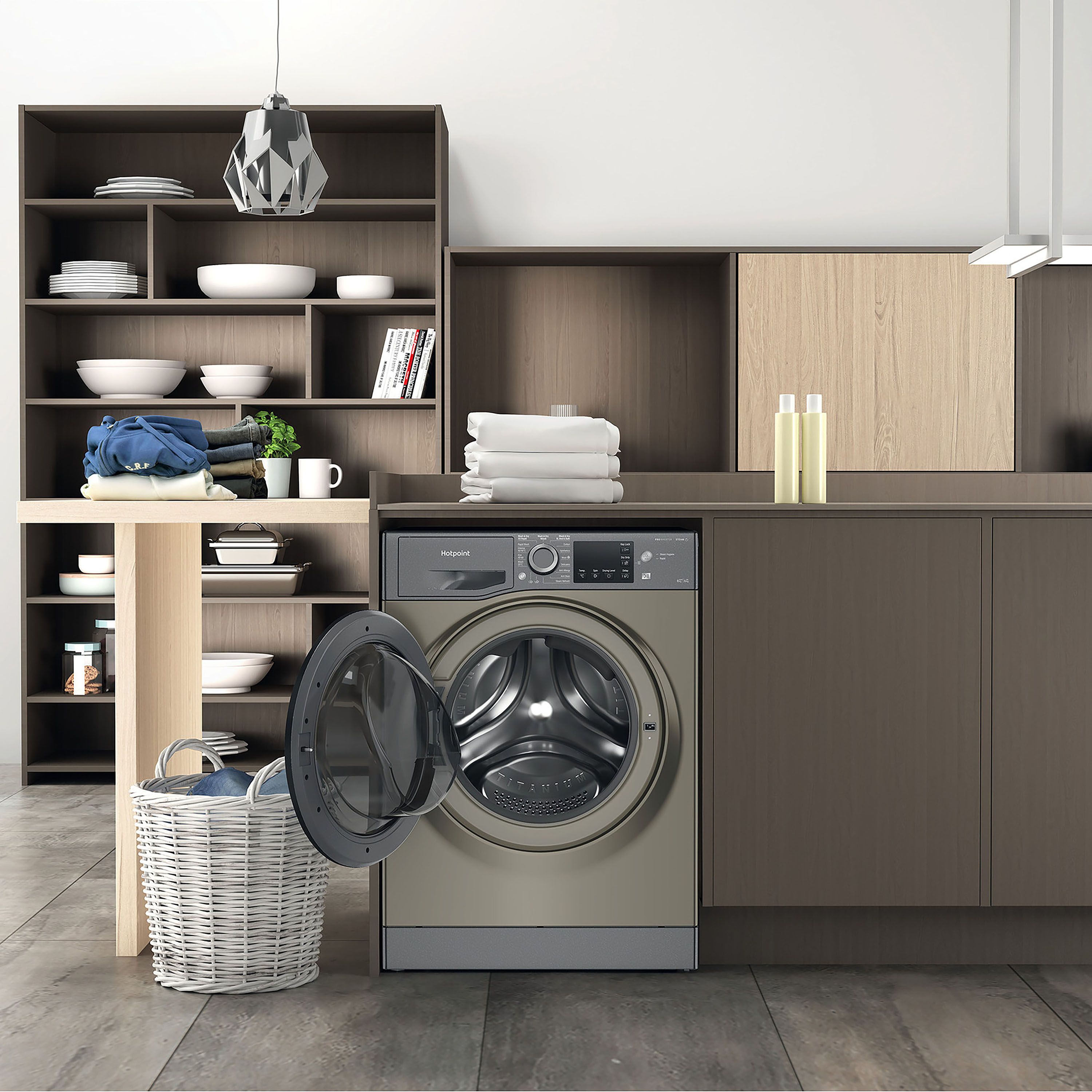 Hotpoint NDB8635GK_GH 8kg/6kg Freestanding Condenser Washer dryer - Graphite