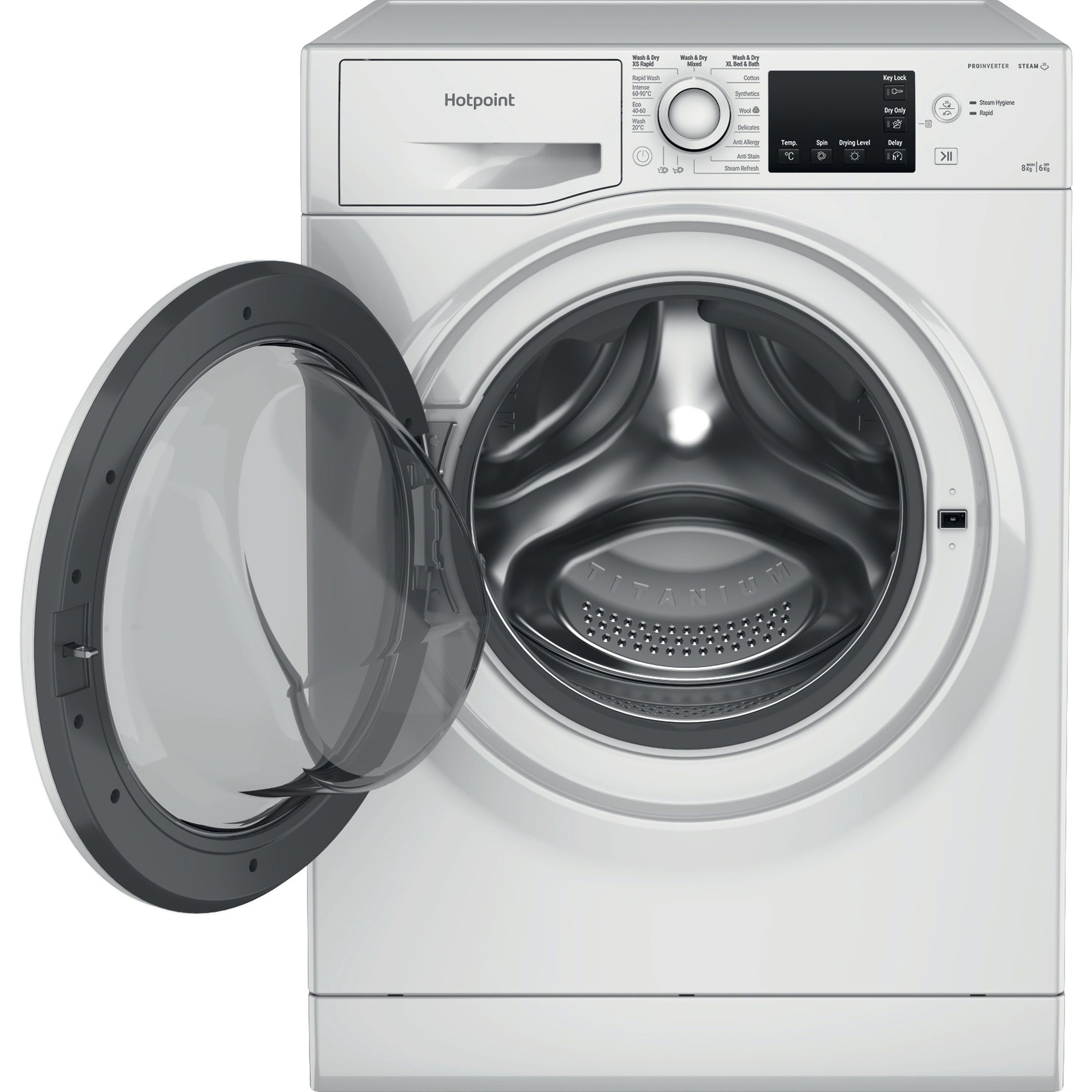 Hotpoint NDB8635WUK_WH 8kg/6kg Freestanding Condenser Washer dryer - White
