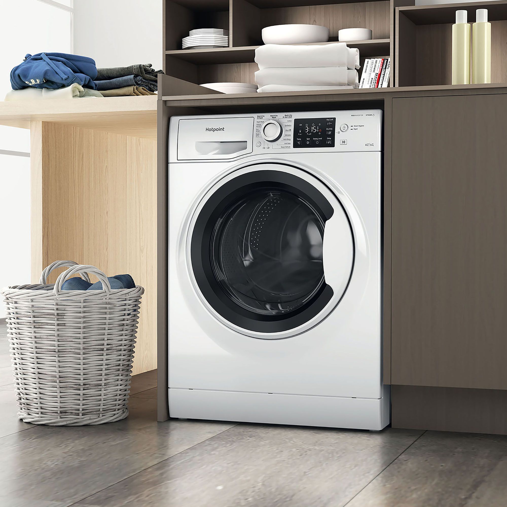 Hotpoint NDB8635WUK_WH 8kg/6kg Freestanding Condenser Washer dryer - White