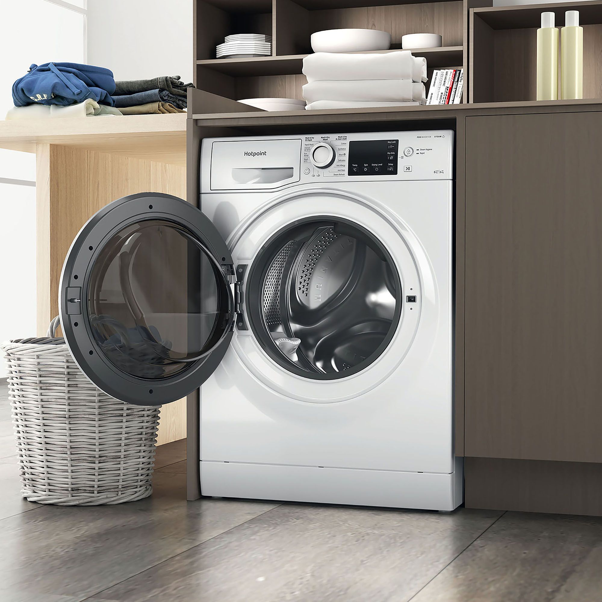 Hotpoint NDB8635WUK_WH 8kg/6kg Freestanding Condenser Washer dryer - White