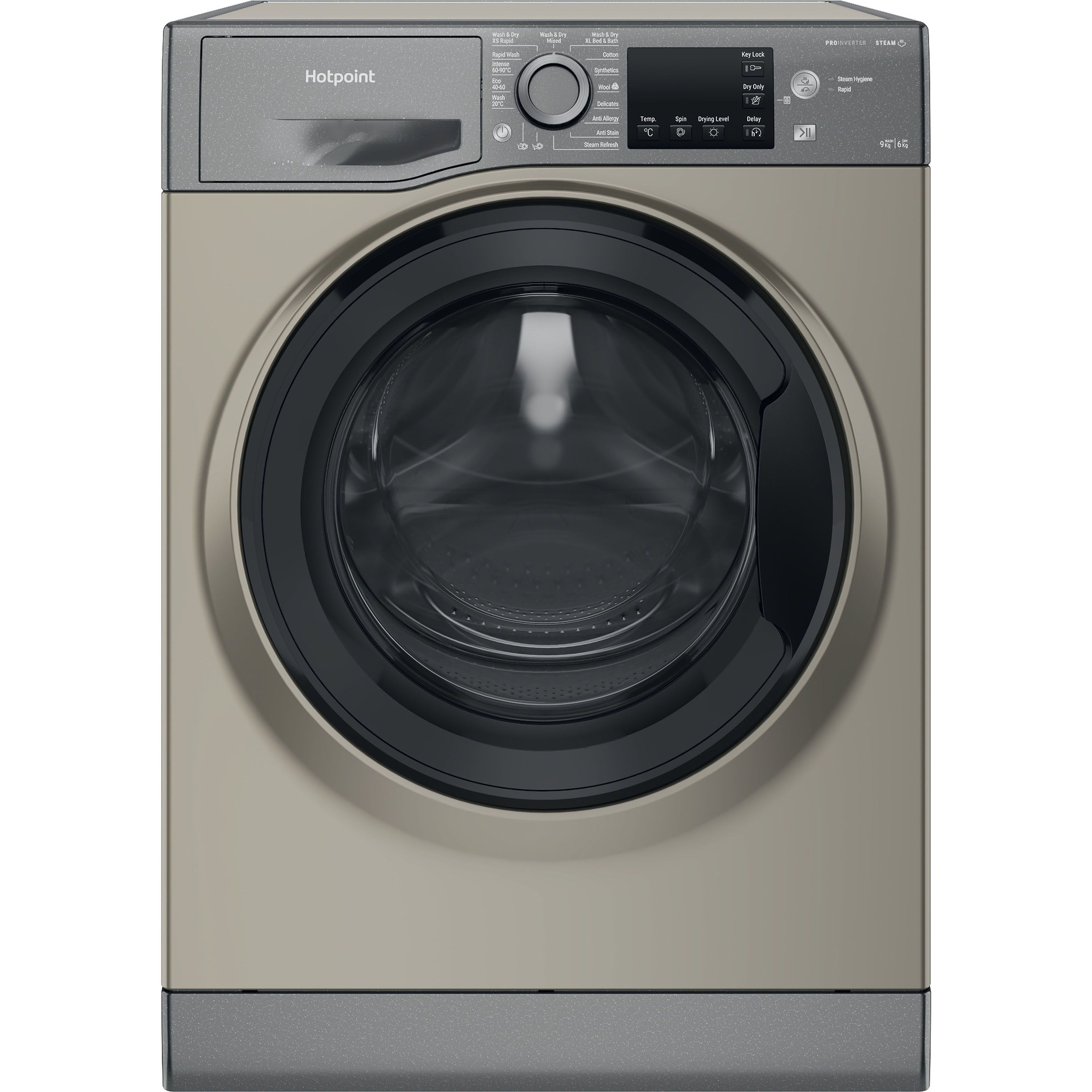 Hotpoint NDB9635GKUK_GR 9kg/6kg Freestanding Condenser Washer dryer - Graphite