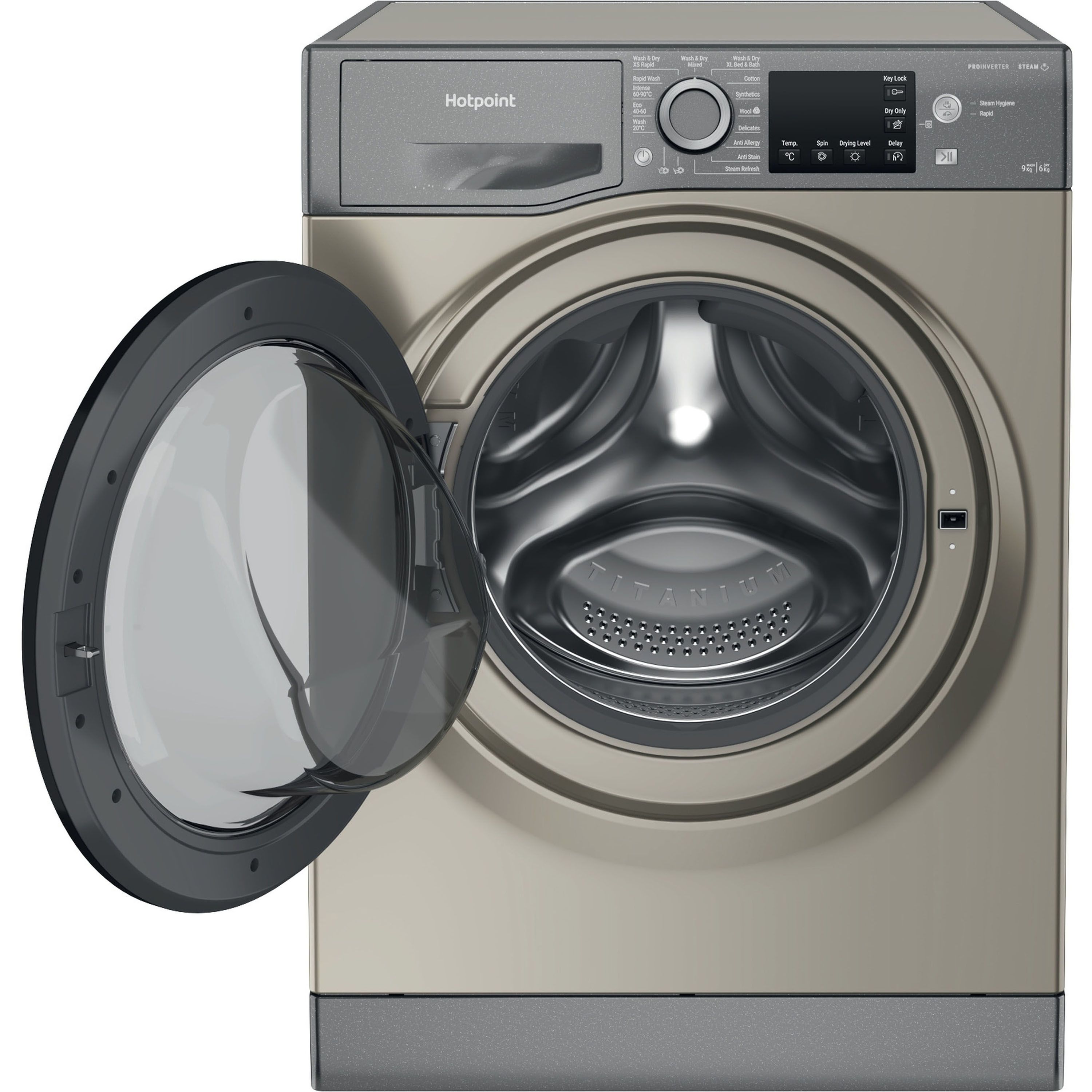 Hotpoint NDB9635GKUK_GR 9kg/6kg Freestanding Condenser Washer dryer - Graphite