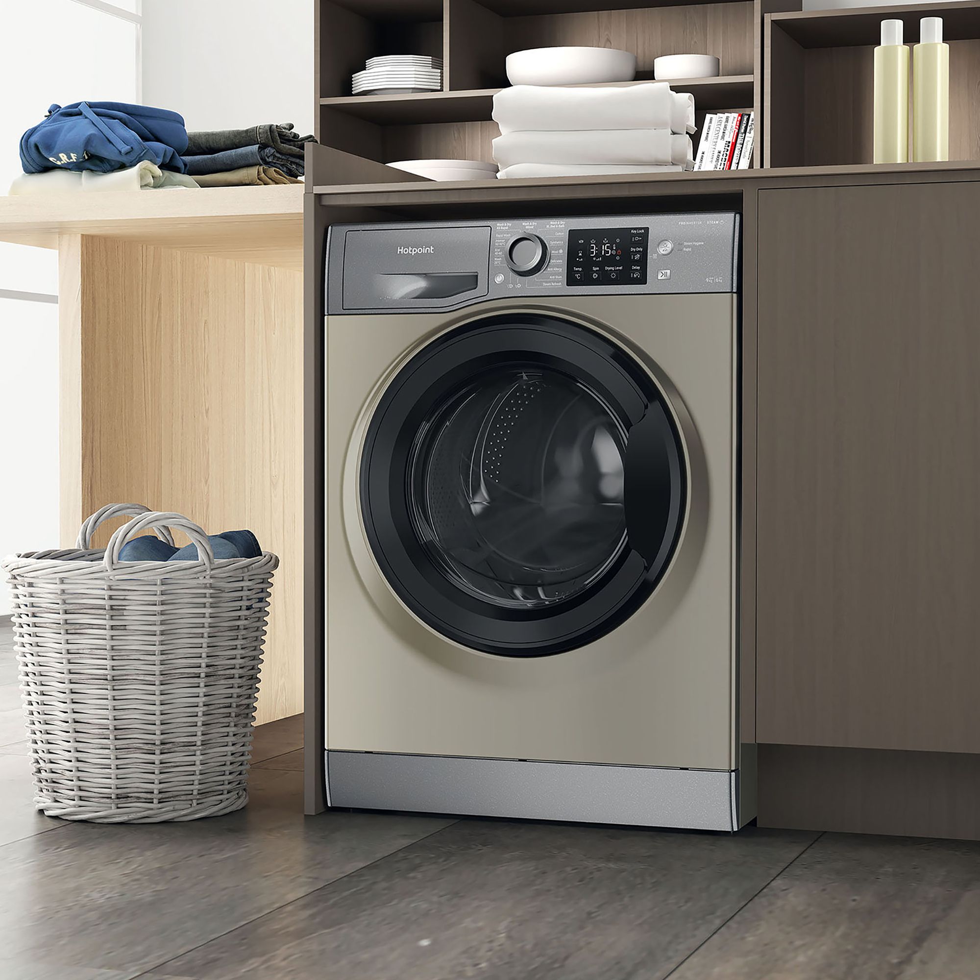 Hotpoint NDB9635GKUK_GR 9kg/6kg Freestanding Condenser Washer dryer - Graphite