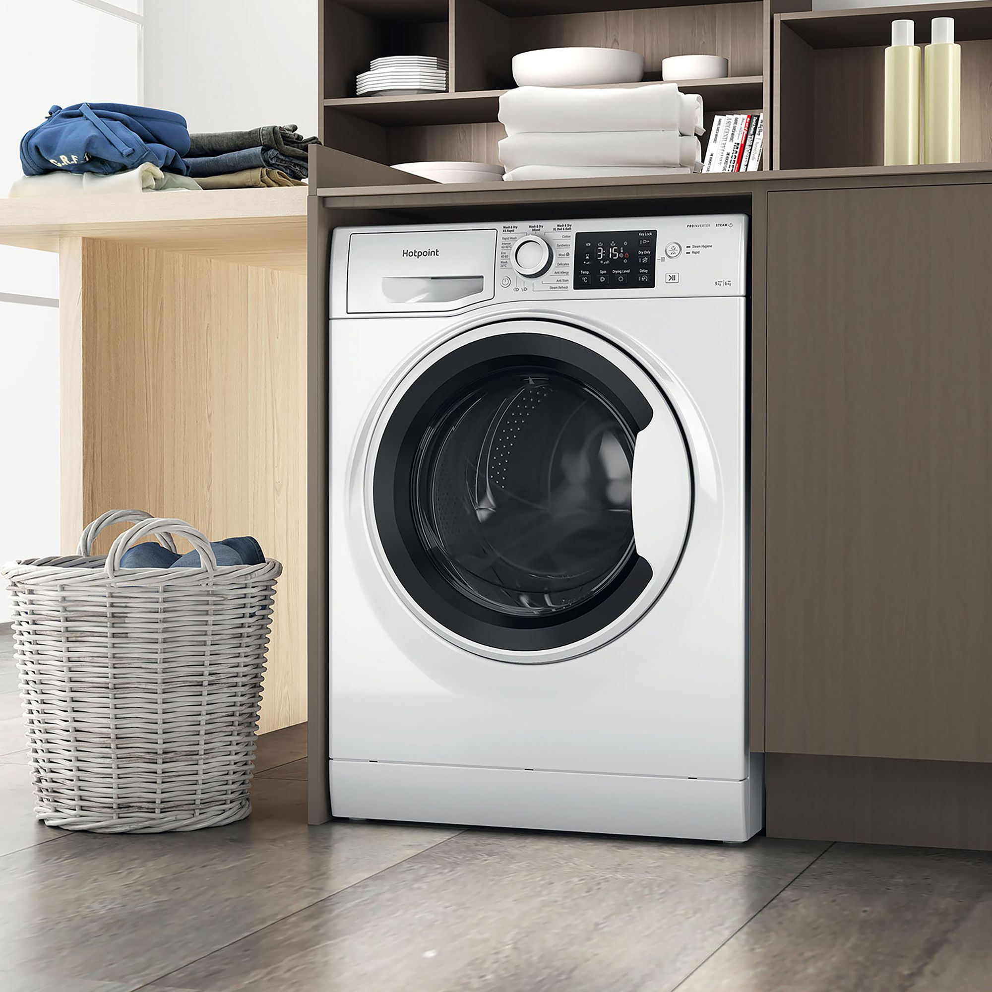 Hotpoint NDB9635WUK_WH 9kg/6kg Freestanding Condenser Washer dryer - White