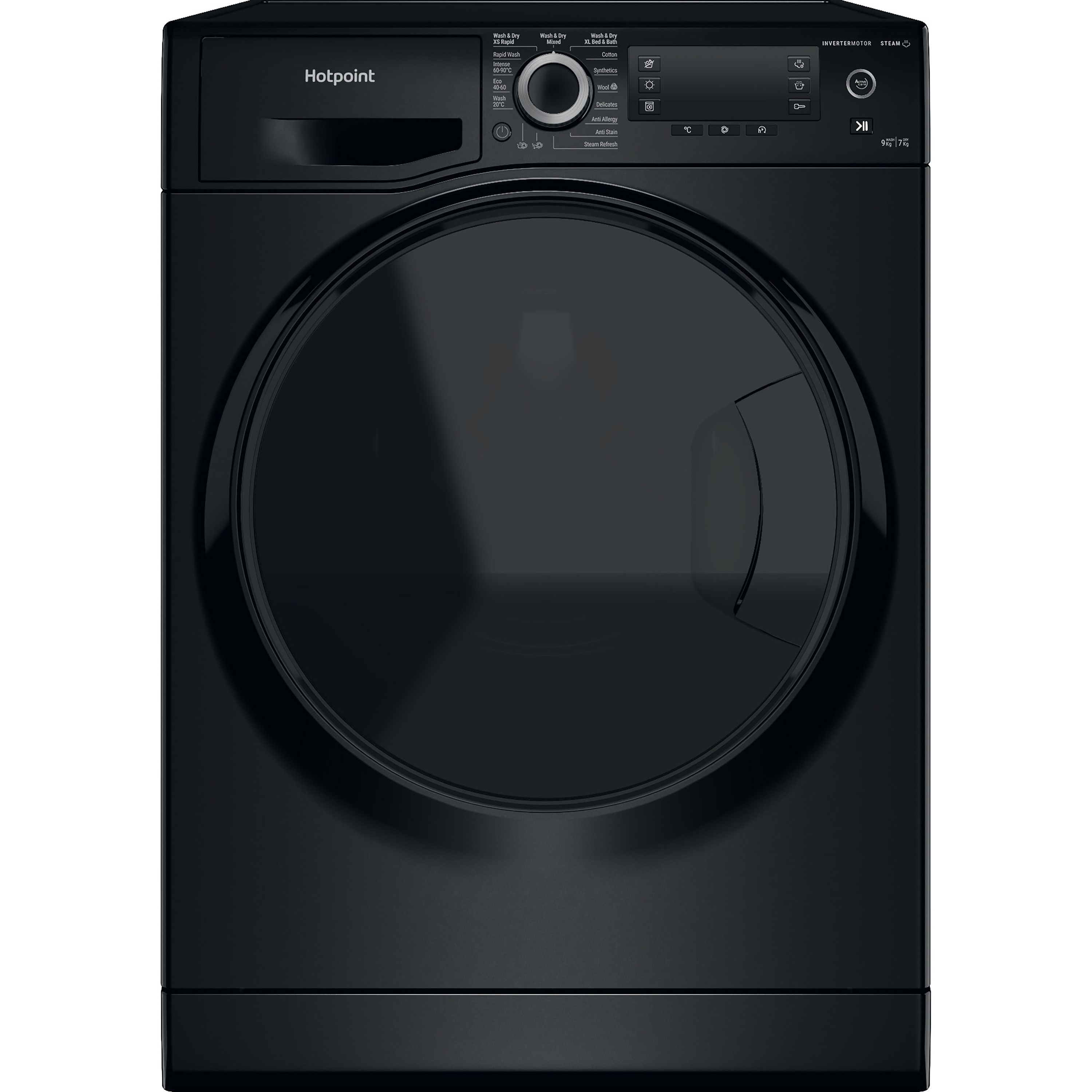 Hotpoint NDD9725BDAUK_BK 9kg/7kg Freestanding Condenser Washer dryer - Black