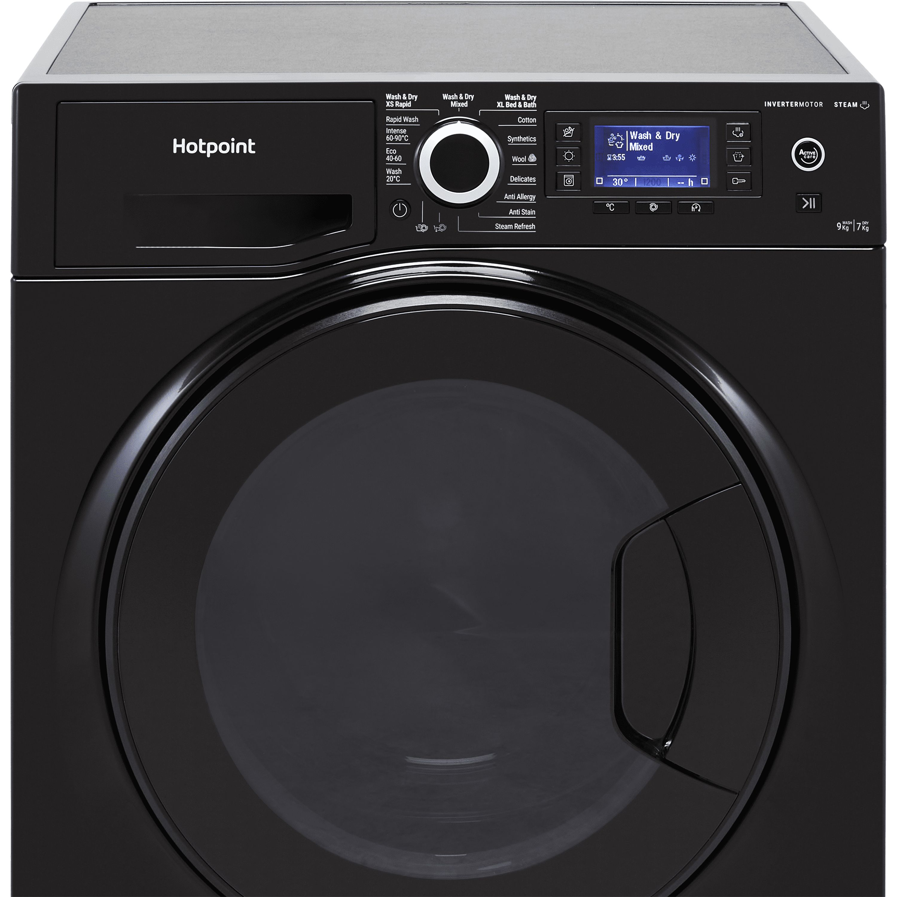 Hotpoint NDD9725BDAUK_BK 9kg/7kg Freestanding Condenser Washer dryer - Black