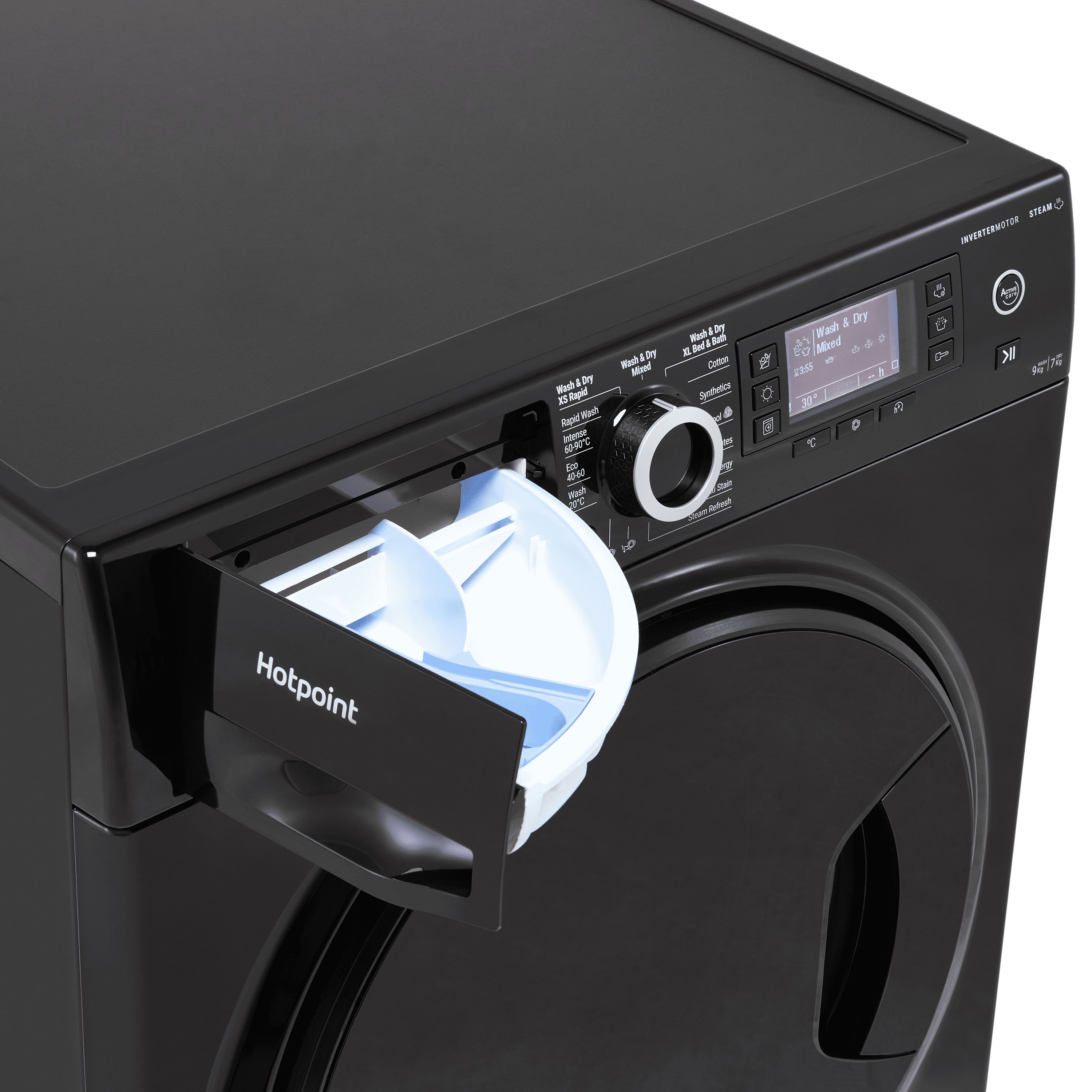 Hotpoint NDD9725BDAUK_BK 9kg/7kg Freestanding Condenser Washer dryer - Black