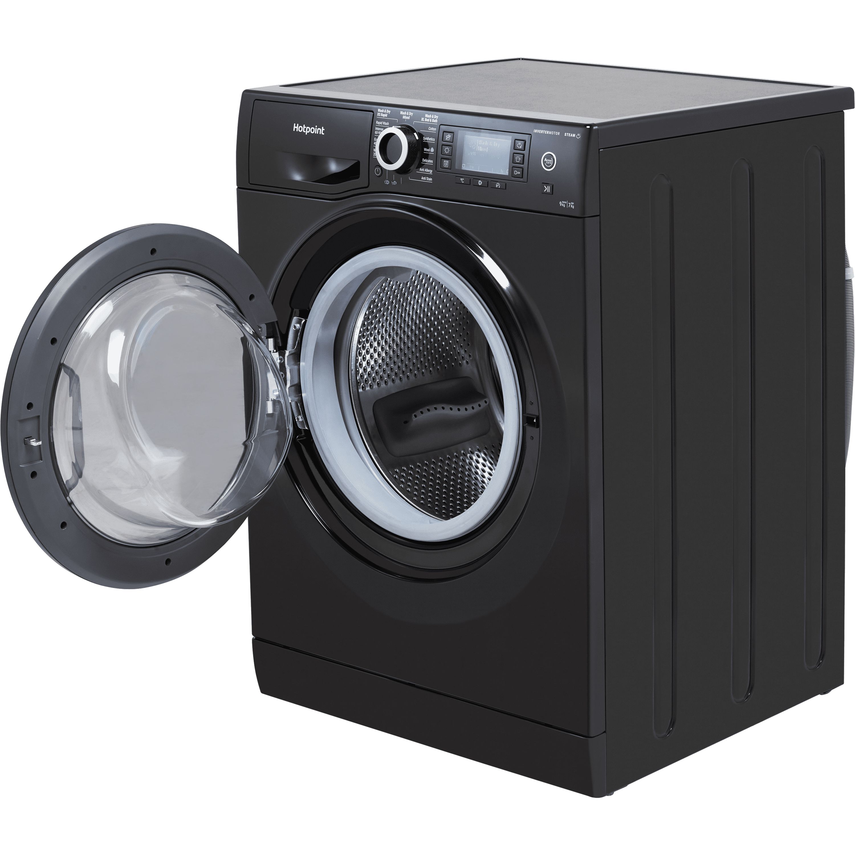 Hotpoint NDD9725BDAUK_BK 9kg/7kg Freestanding Condenser Washer dryer - Black