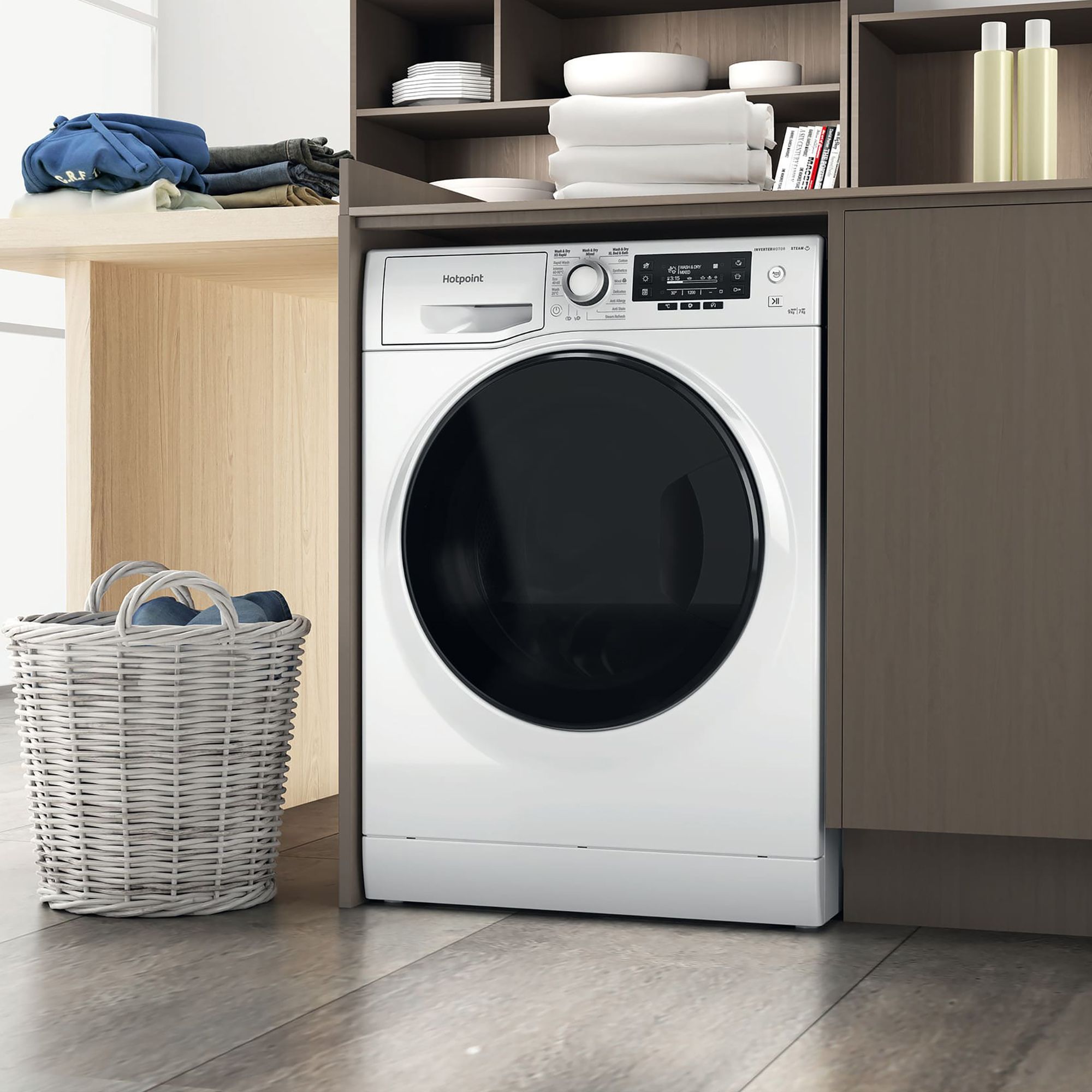Hotpoint NDD9725DAUK_WH 9kg/7kg Freestanding Condenser Washer dryer - White