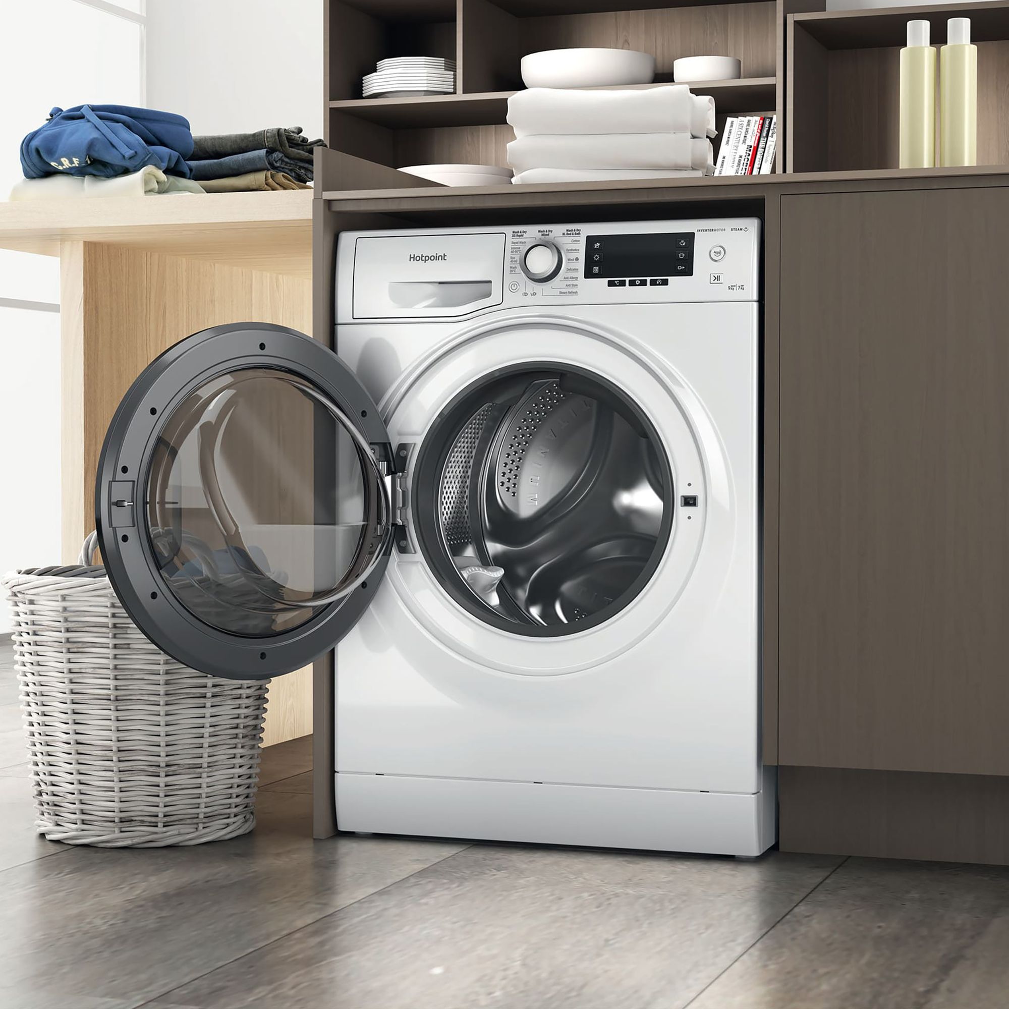 Hotpoint NDD9725DAUK_WH 9kg/7kg Freestanding Condenser Washer dryer - White