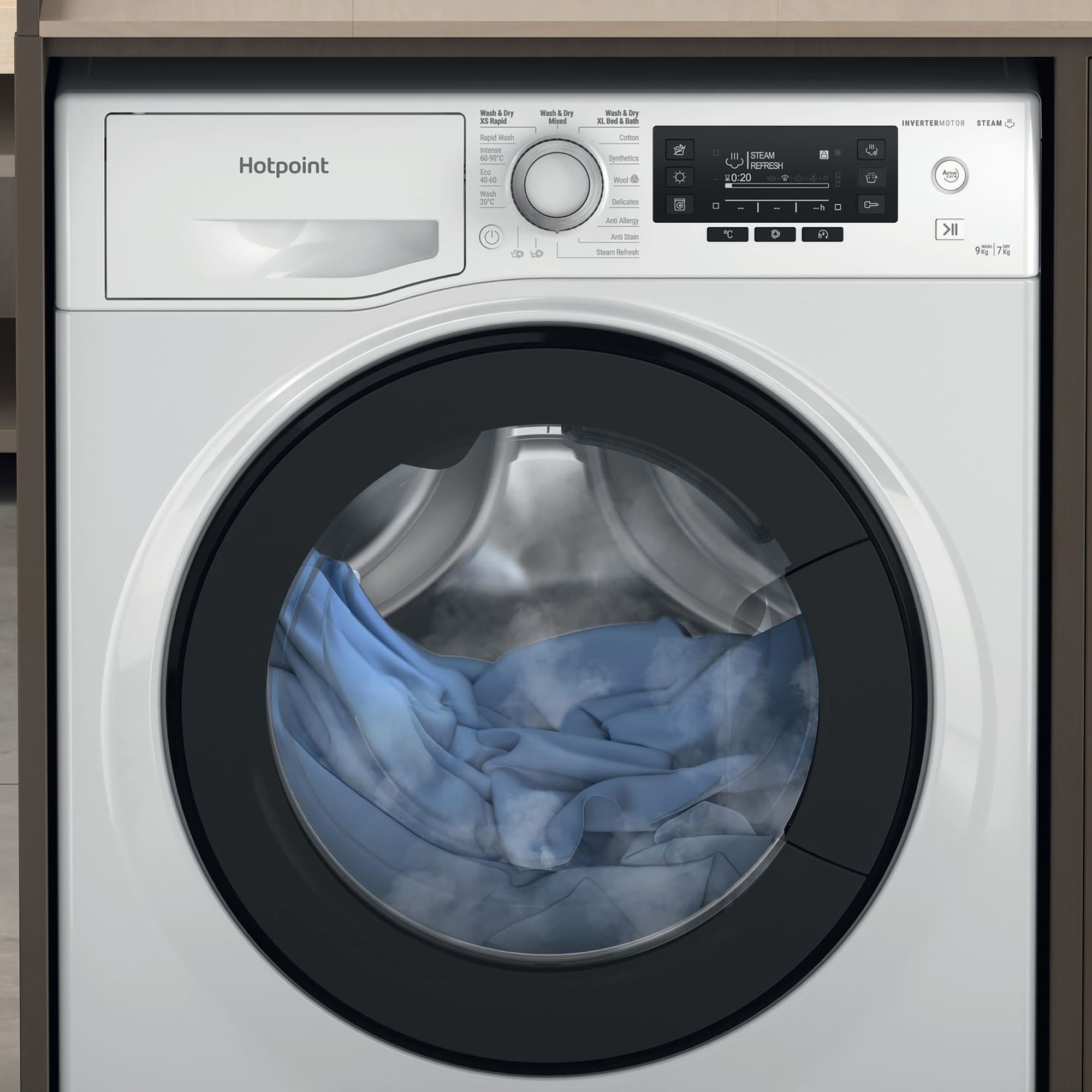 Hotpoint NDD9725DAUK_WH 9kg/7kg Freestanding Condenser Washer dryer - White