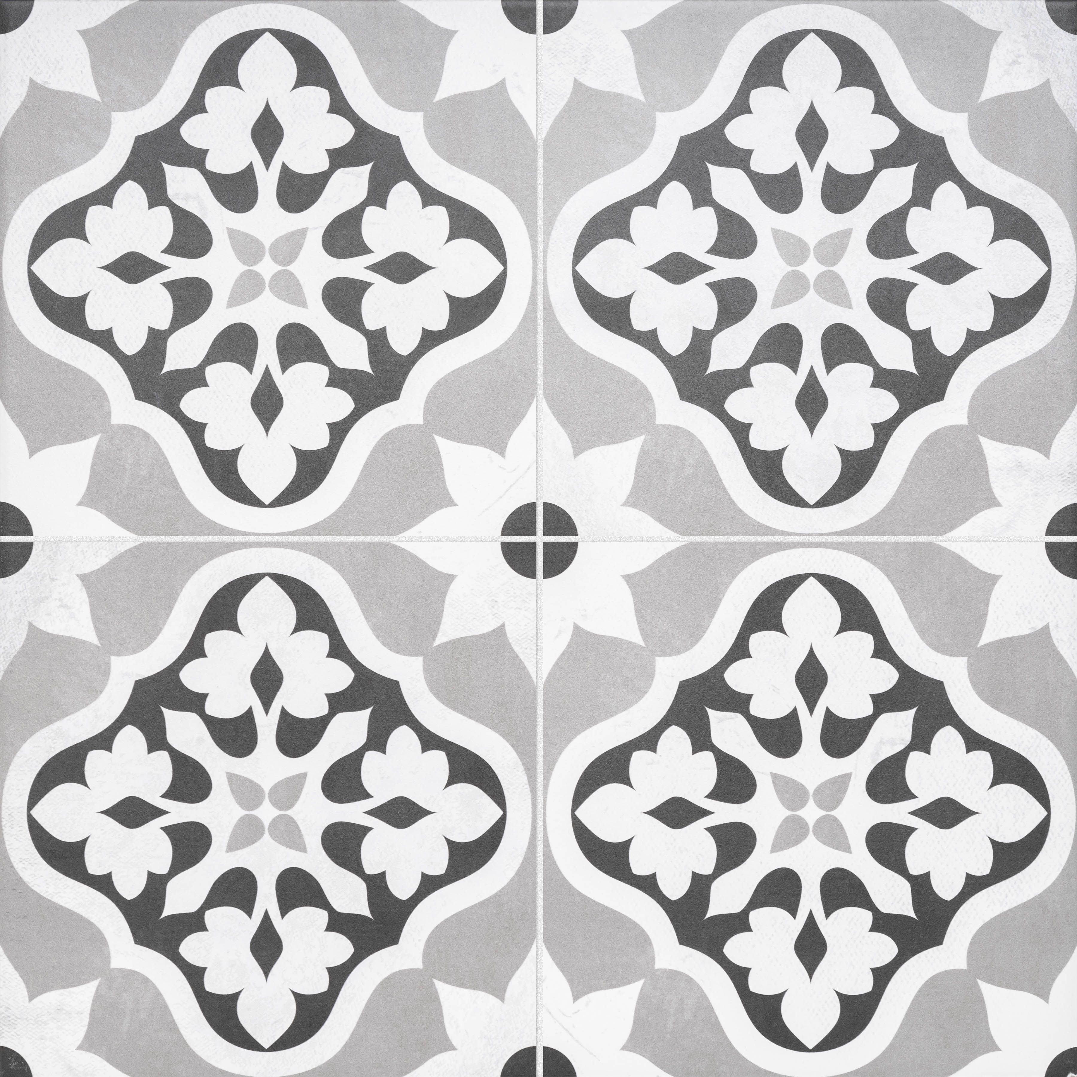 House of Mosaics Dagenham Grey & white Matt Patterned Porcelain Wall & floor Tile Sample