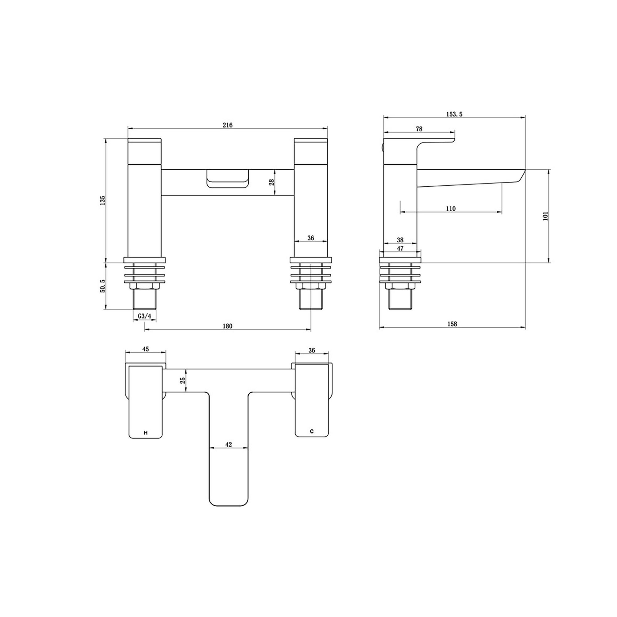 Hoveton Brass effect Bath Filler Tap