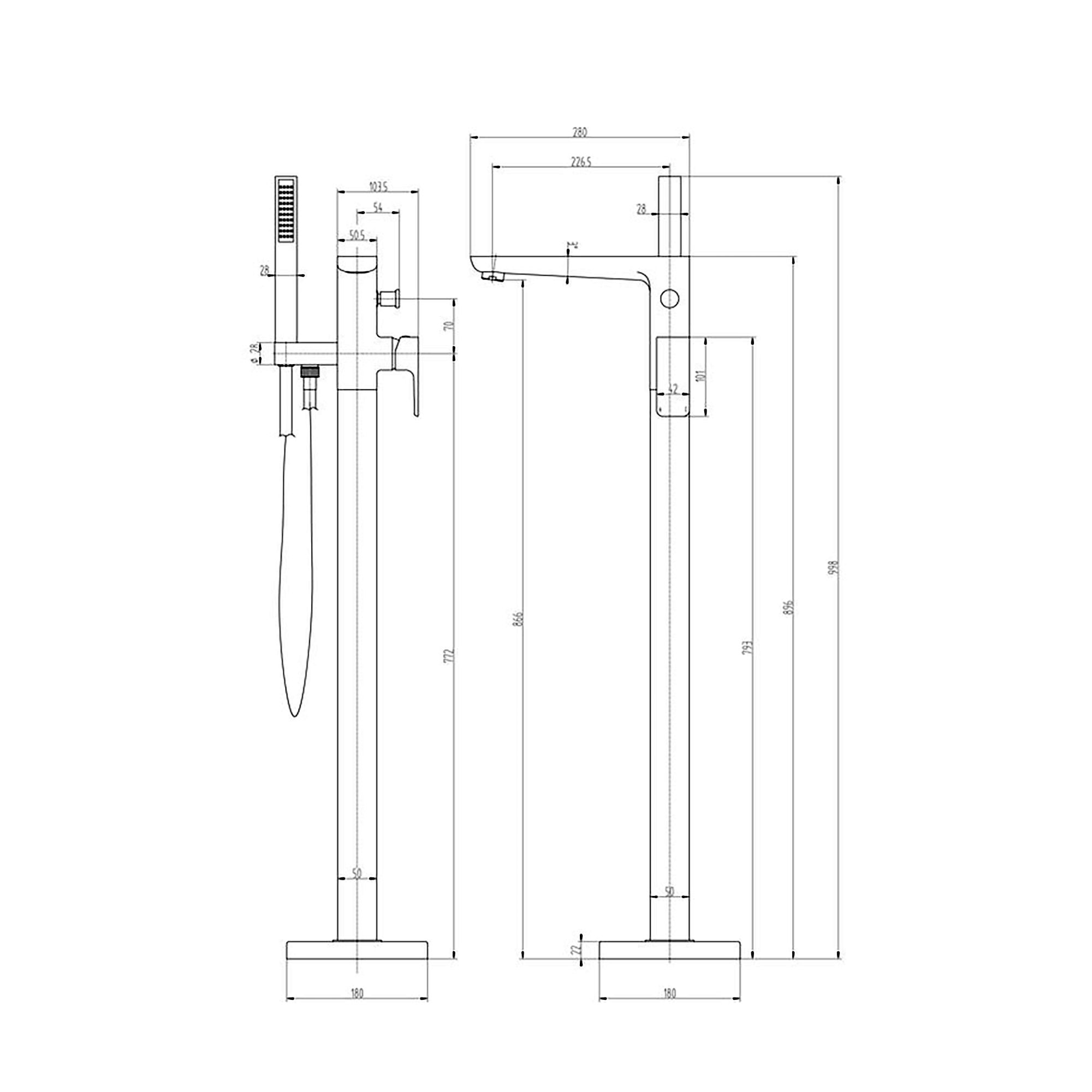 Hoveton Brushed Brass effect Floor-mounted Shower mixer Tap