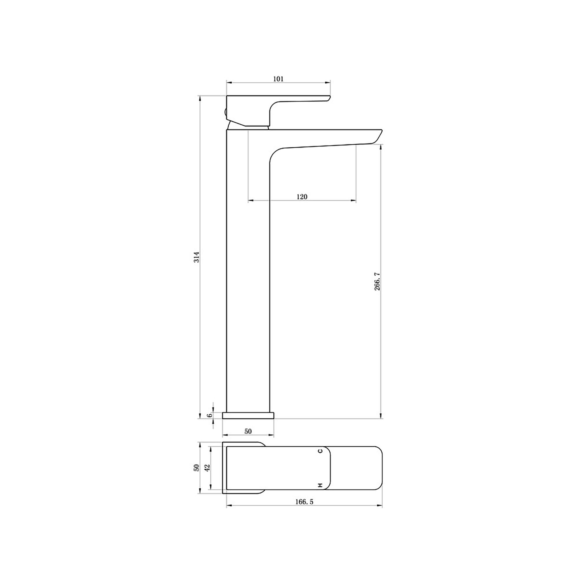 Hoveton Tall Brass effect Worktop Mono mixer Tap