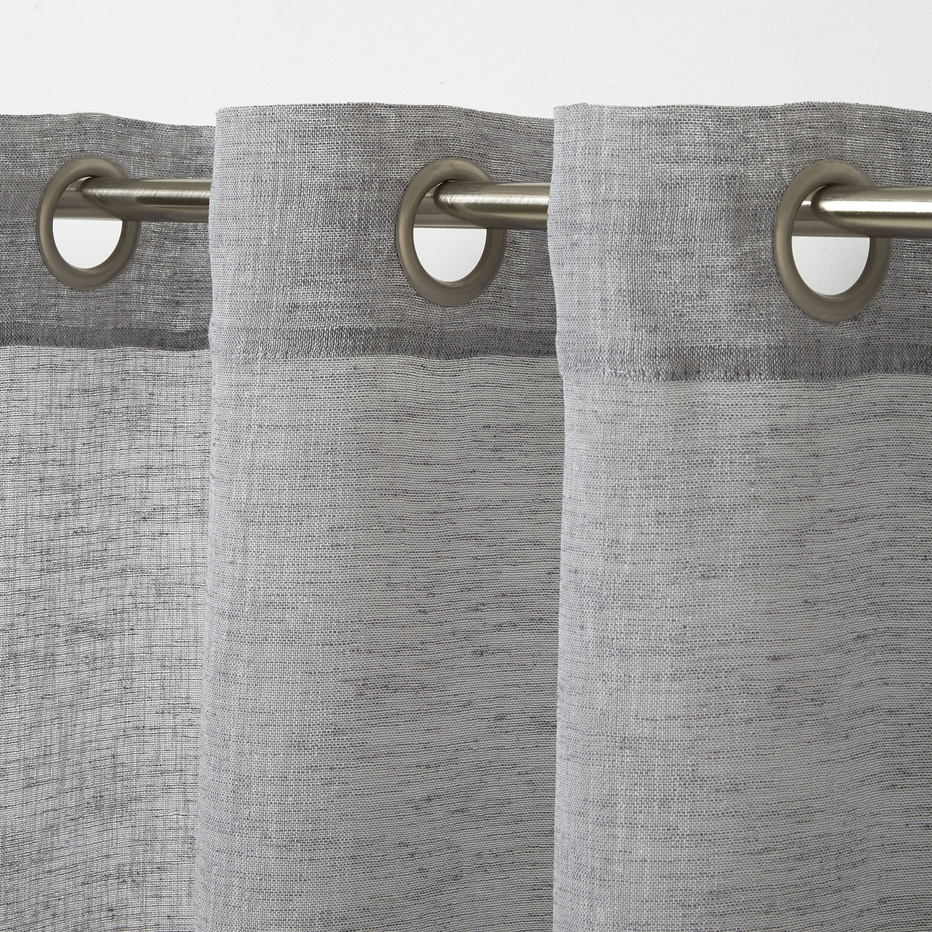 Howley Grey Plain Unlined Eyelet Voile curtain (W)140cm (L)260cm, Single