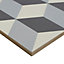Hydrolic Black & white Matt 3D Concrete effect Porcelain Wall & floor Tile, Pack of 25, (L)200mm (W)200mm