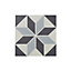 Hydrolic Black & white Matt Star Porcelain Wall & floor Tile, Pack of 25, (L)200mm (W)200mm