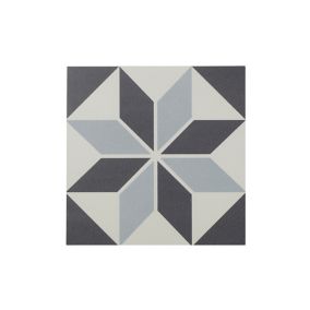 Hydrolic Black & white Matt Star Square Porcelain Wall & floor Tile Sample