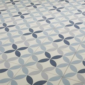 Hydrolic Blue Matt Circle Porcelain Indoor Wall & floor Tile, Pack of 25, (L)200mm (W)200mm