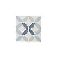 Hydrolic Blue Matt Circle Square Porcelain Wall & floor Tile Sample
