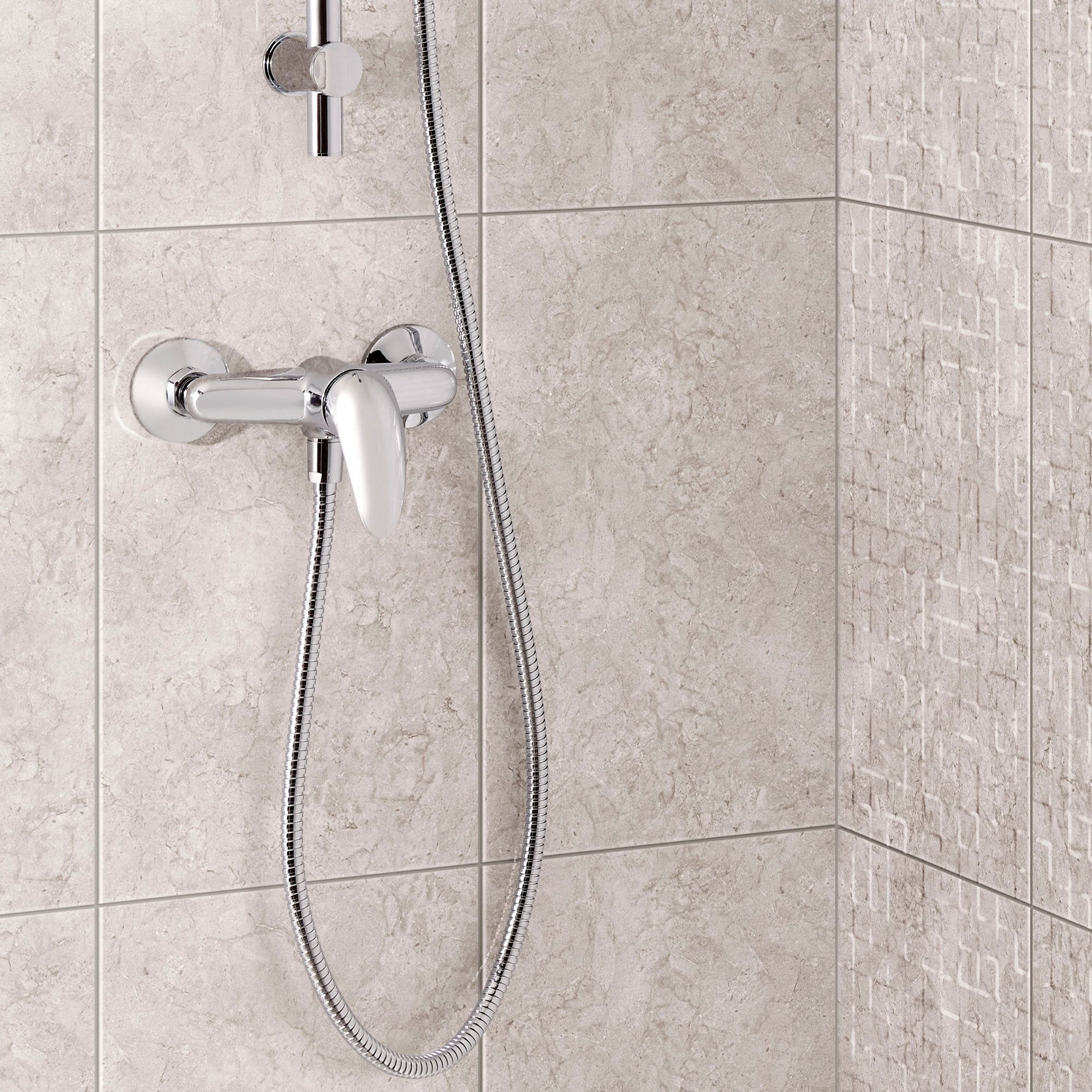 Ideal Beige Gloss Marble effect Ceramic Indoor Wall Tile Sample
