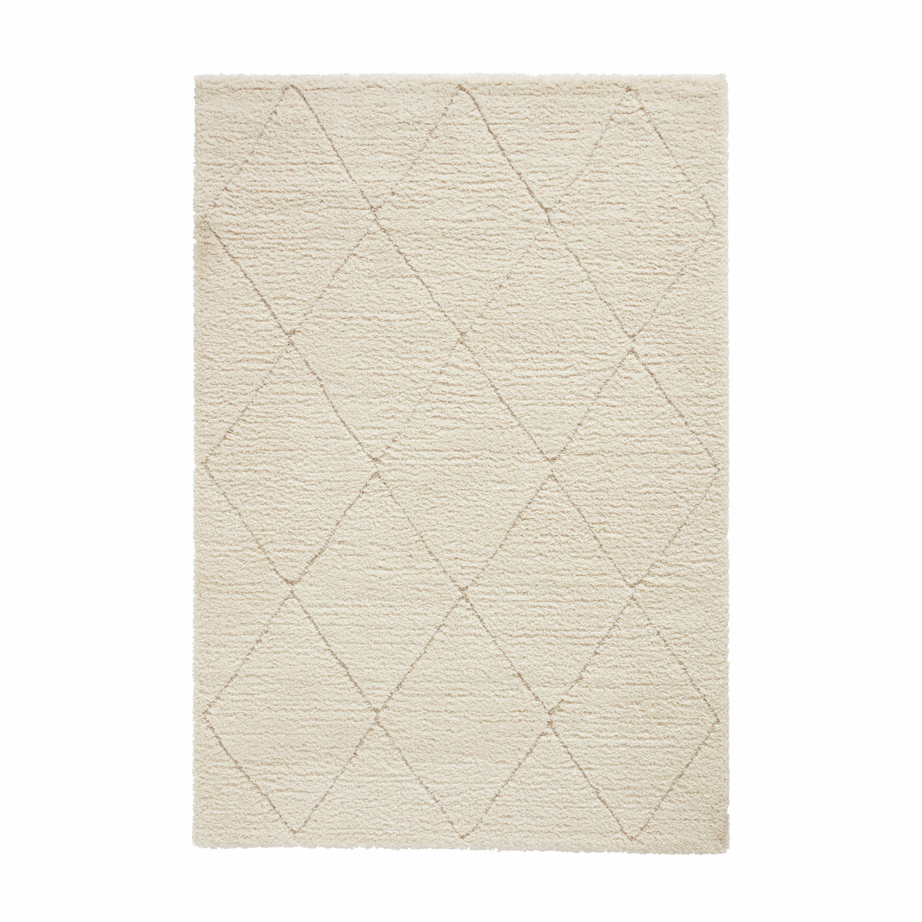 Ideal Shaggy Cream Diamond 3D effect Medium Rug, (L)170cm x (W)120cm