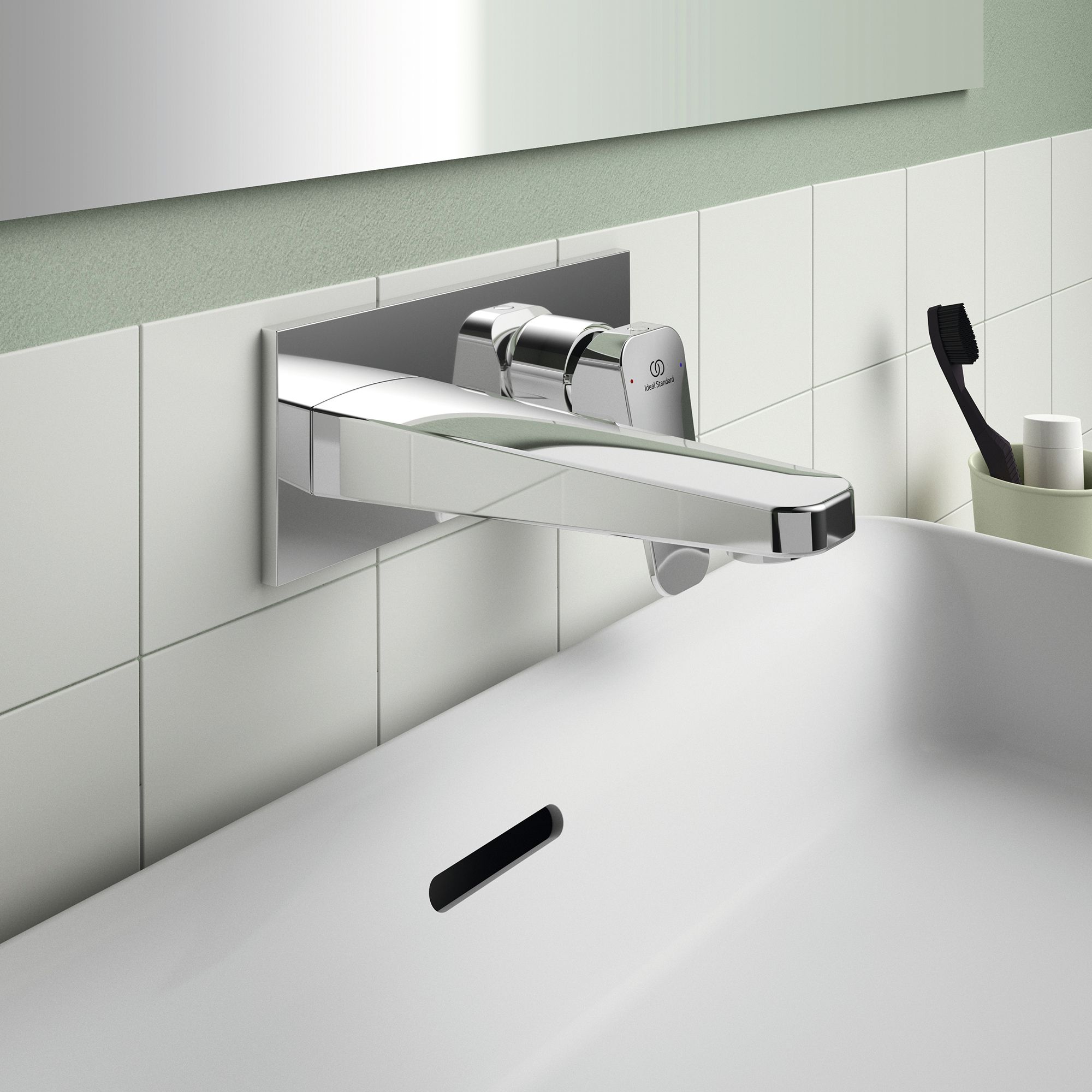 Ideal Standard Ceraplan Standard Chrome effect Square Wall-mounted Manual Wall Mixer Tap