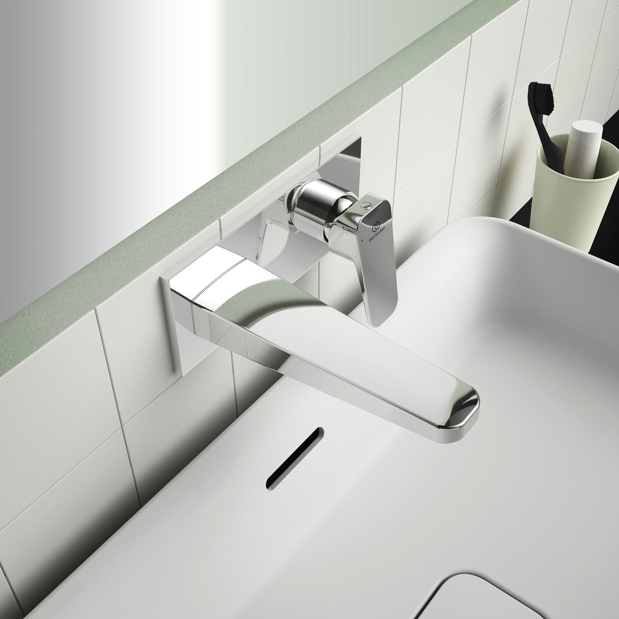 Ideal Standard Ceraplan Standard Chrome effect Square Wall-mounted Manual Wall Mixer Tap