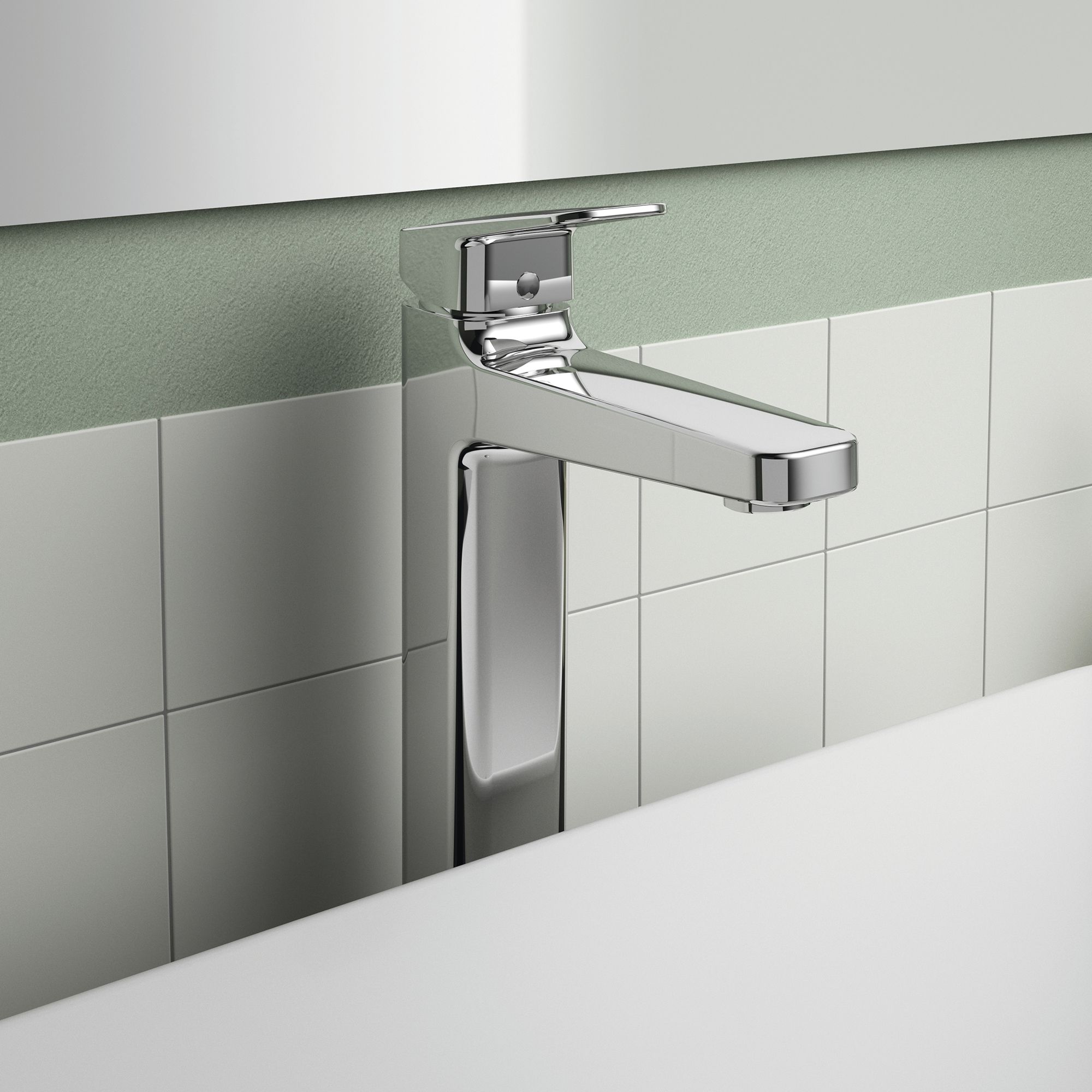 Ideal Standard Ceraplan Tall Chrome effect Square Deck-mounted Manual Basin Mono mixer Tap