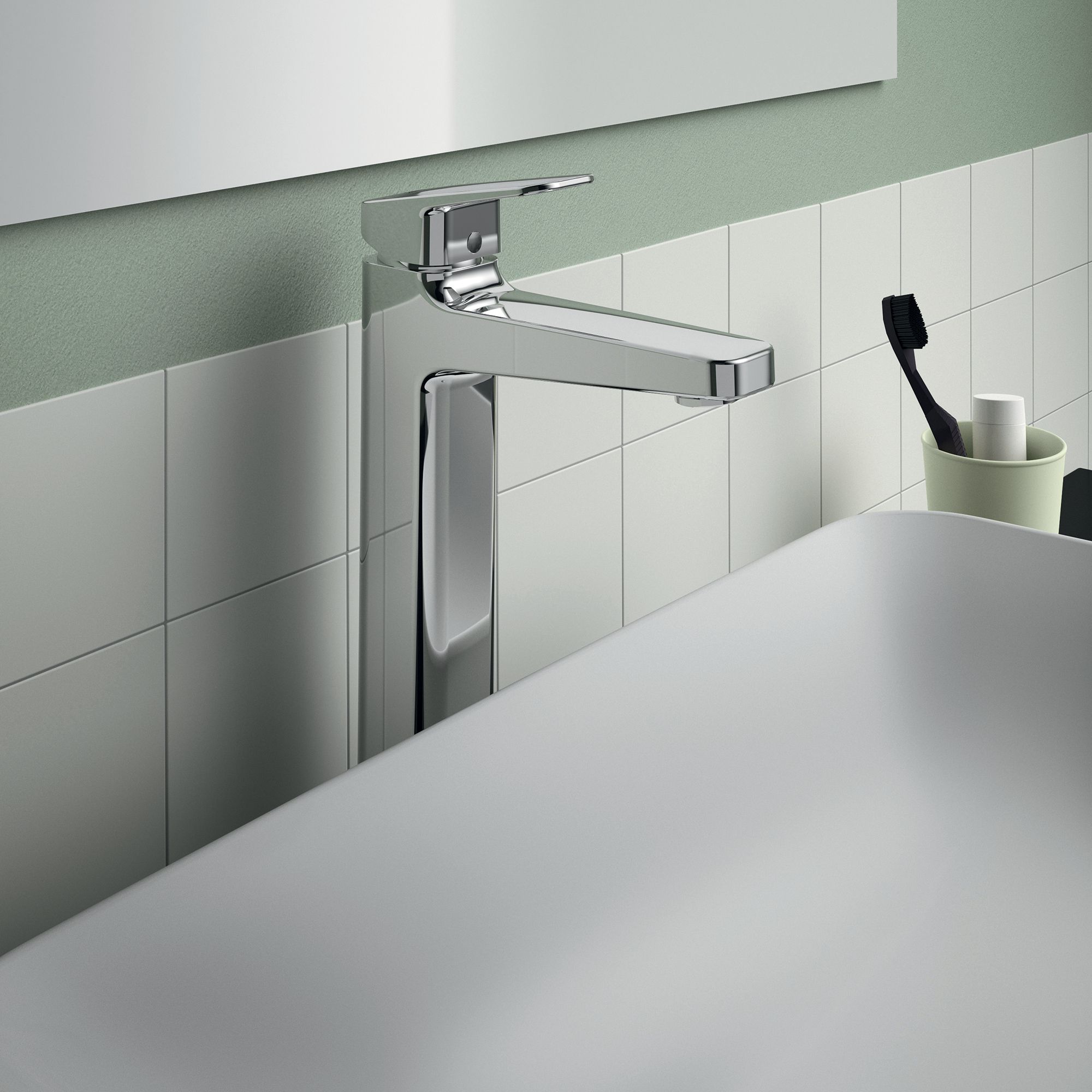 Ideal Standard Ceraplan Tall Chrome effect Square Deck-mounted Manual Basin Mono mixer Tap