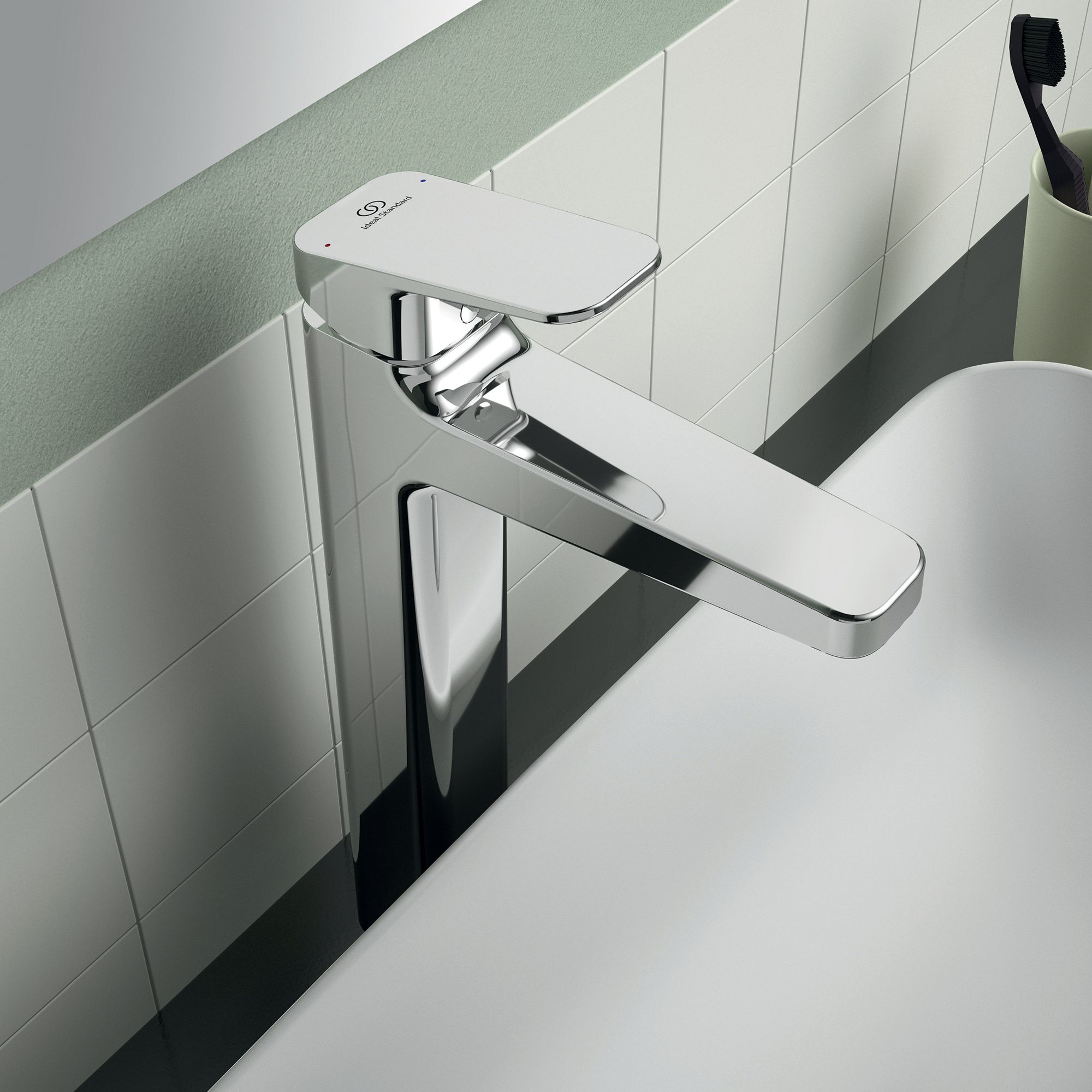 Ideal Standard Ceraplan Tall Chrome effect Square Deck-mounted Manual Basin Mono mixer Tap