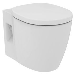 Ideal Standard Concept Freedom Comfort height White Boxed rim Wall hung Round Toilet pan with Soft close seat