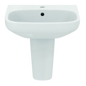 Ideal Standard i.life A Gloss White Rectangular Wall-mounted Semi-pedestal Basin (H)48.5cm (W)55cm