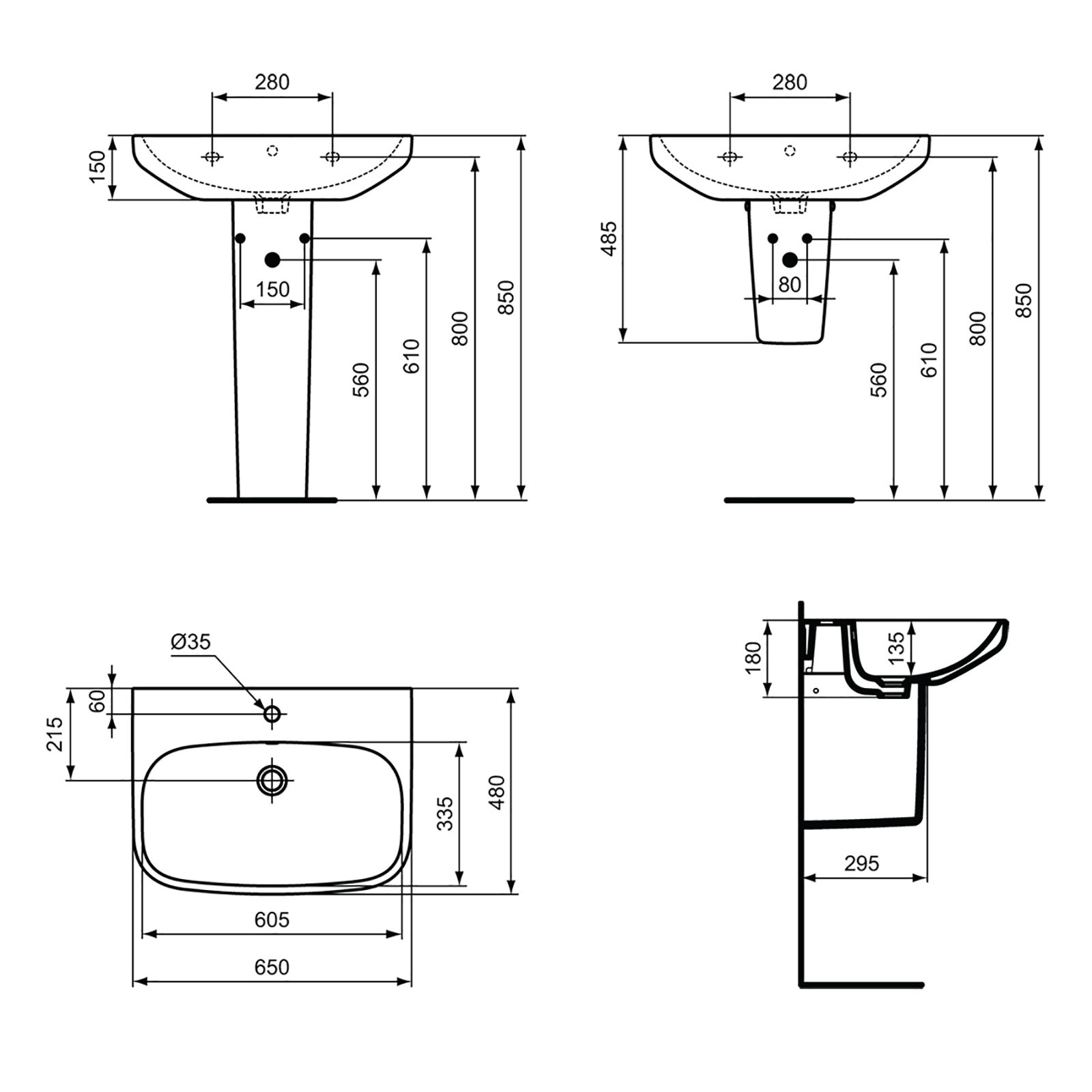 Ideal Standard i.life A Semi pedestal, (H)331mm
