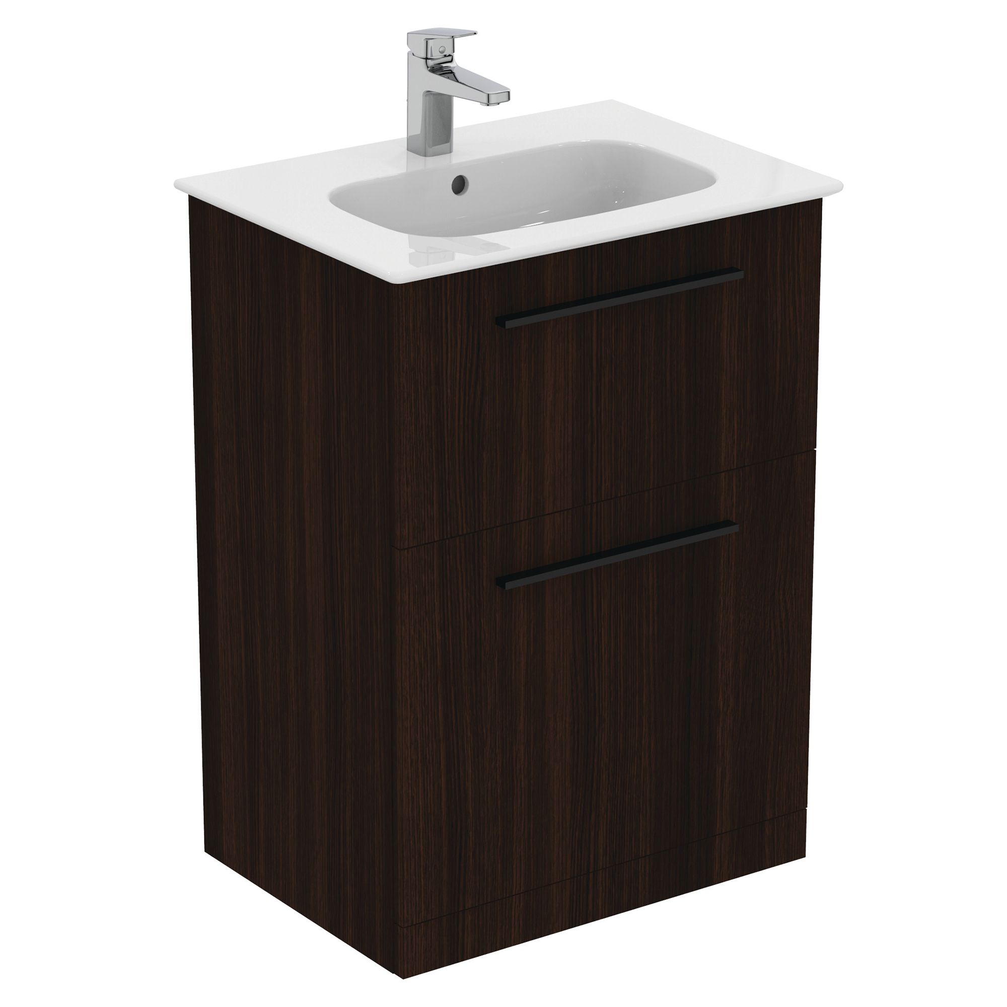 Ideal Standard i.life A Standard Coffee Brown Oak effect Freestanding Bathroom Vanity unit (H)85.3cm (W)60cm