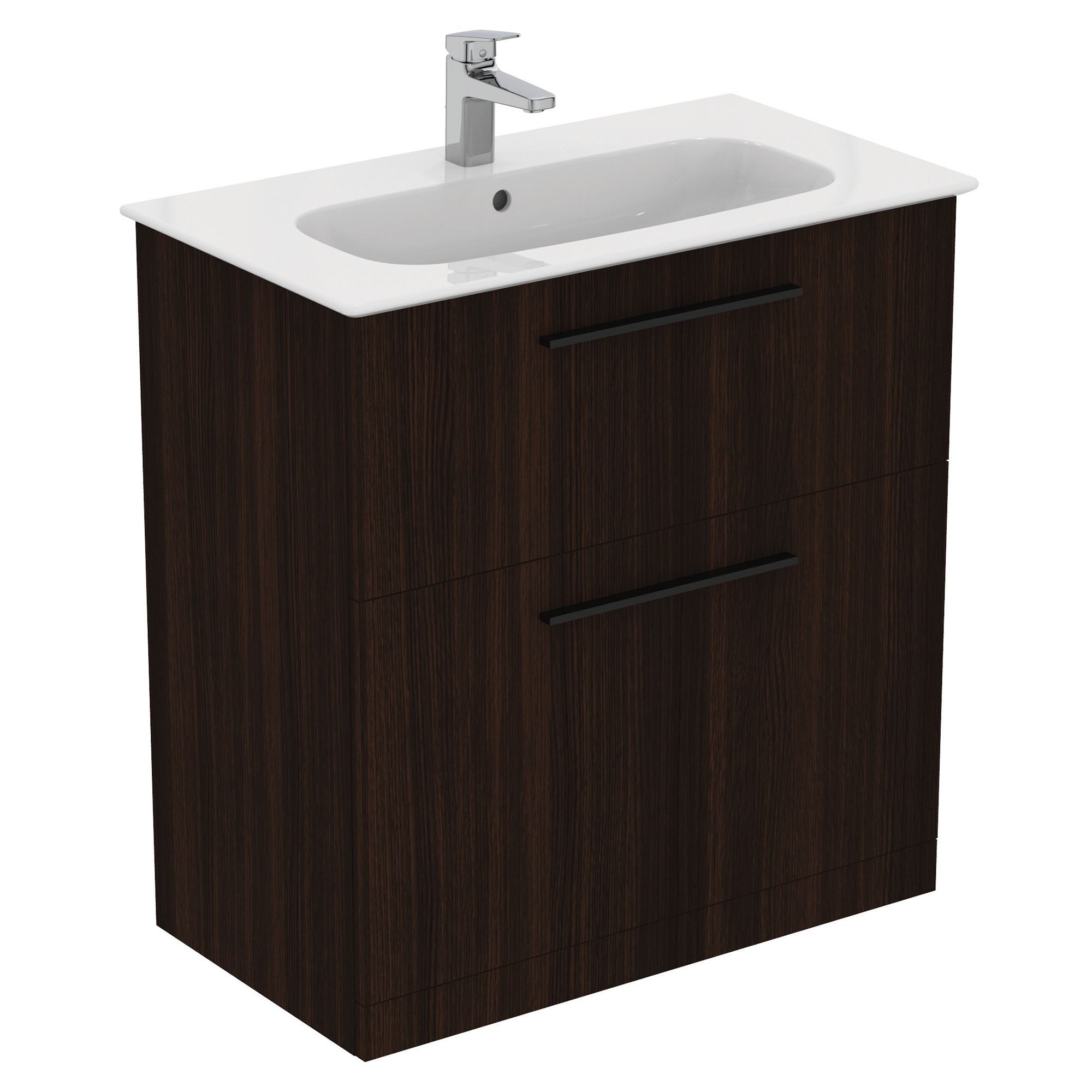 Ideal Standard i.life A Standard Coffee Brown Oak effect Freestanding Bathroom Vanity unit (H)85.3cm (W)80cm
