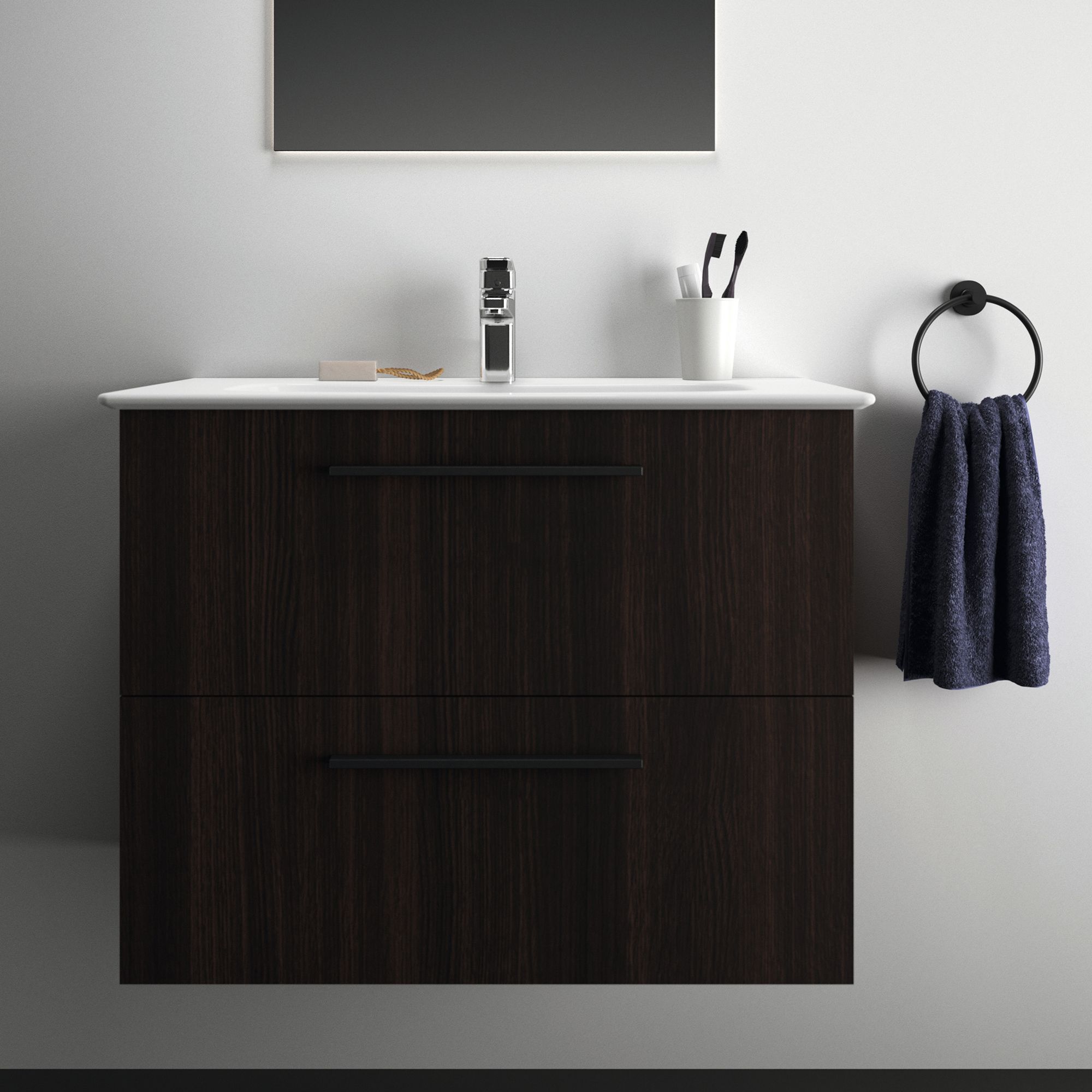 Ideal Standard i.life A Standard Coffee Oak effect Wall-mounted Bathroom Vanity unit (H)63cm (W)80cm