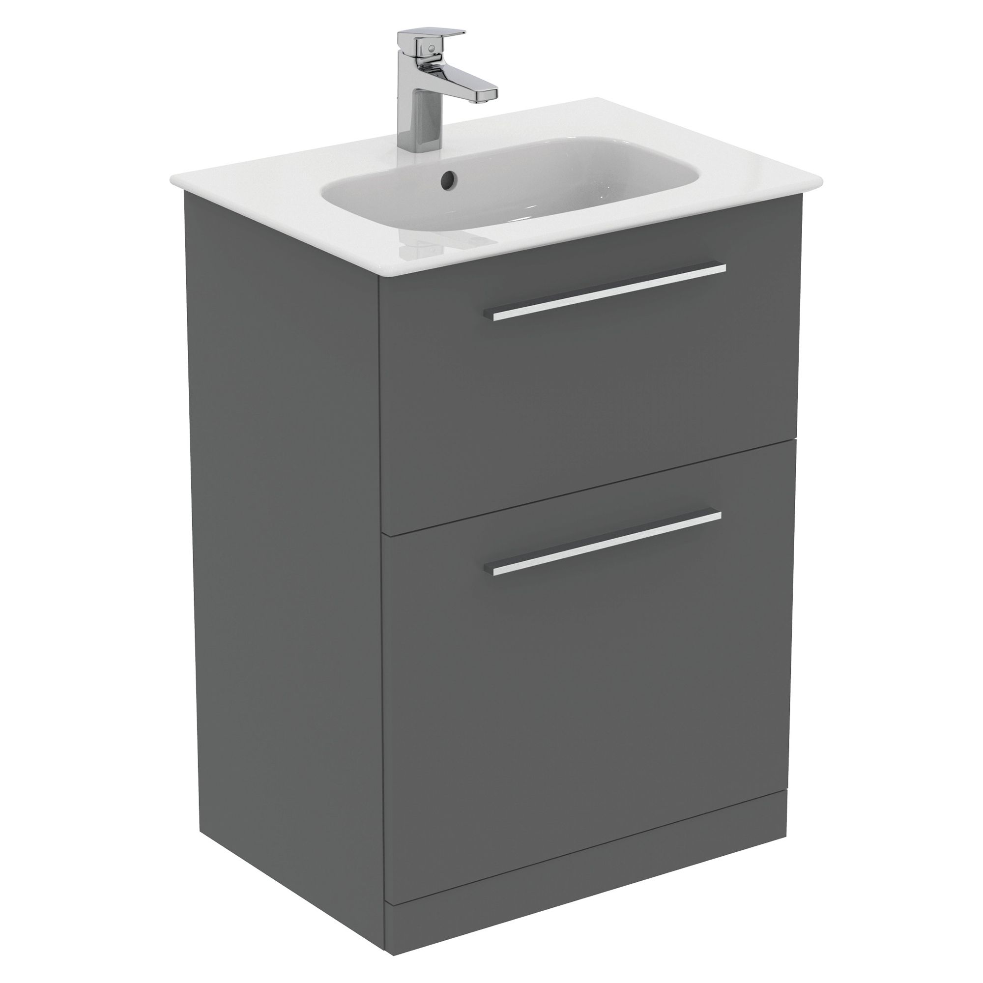 Ideal Standard i.life A Standard Gloss Quartz Grey Freestanding Bathroom Vanity unit (H)85.3cm (W)60cm