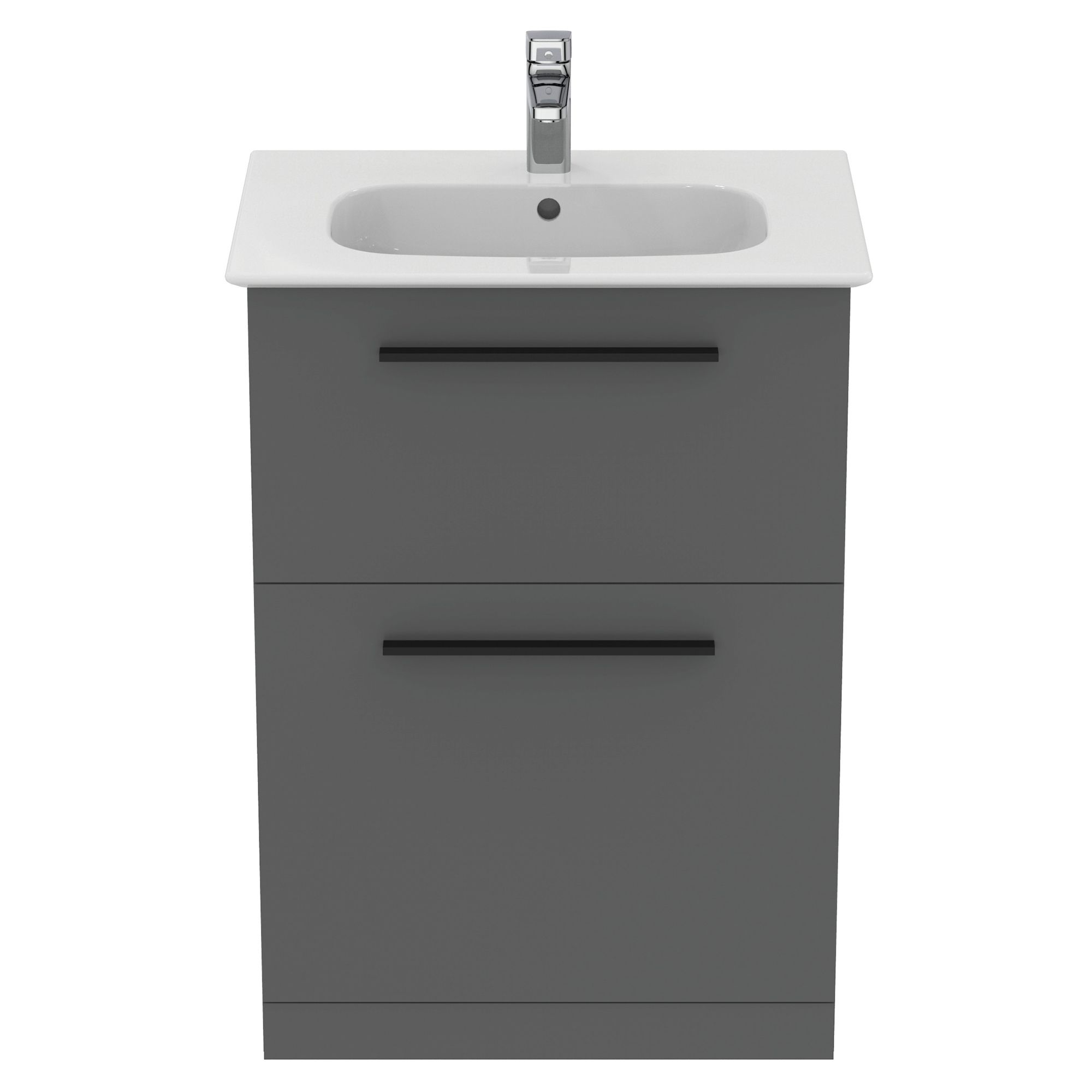 Ideal Standard i.life A Standard Gloss Quartz Grey Freestanding Bathroom Vanity unit (H)85.3cm (W)60cm