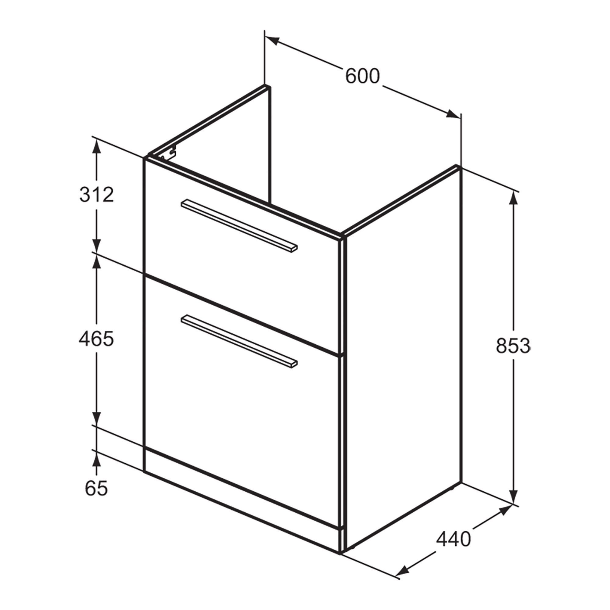 Ideal Standard i.life A Standard Gloss Quartz Grey Freestanding Bathroom Vanity unit (H)85.3cm (W)60cm